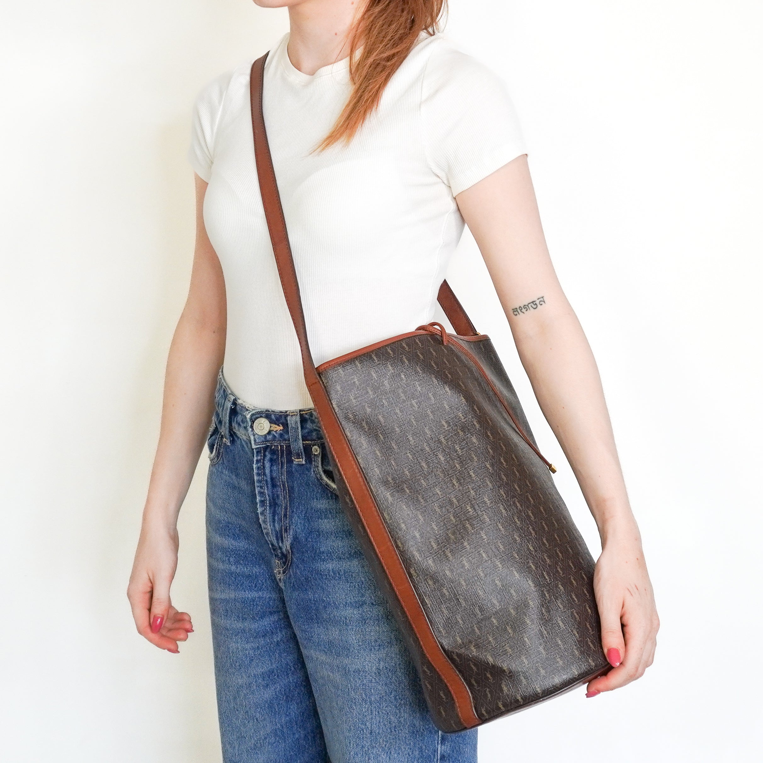 Saint Laurent Le Monogramme Bucket Bag in Brown Canvas (RRP £1645) | Authentic Preloved