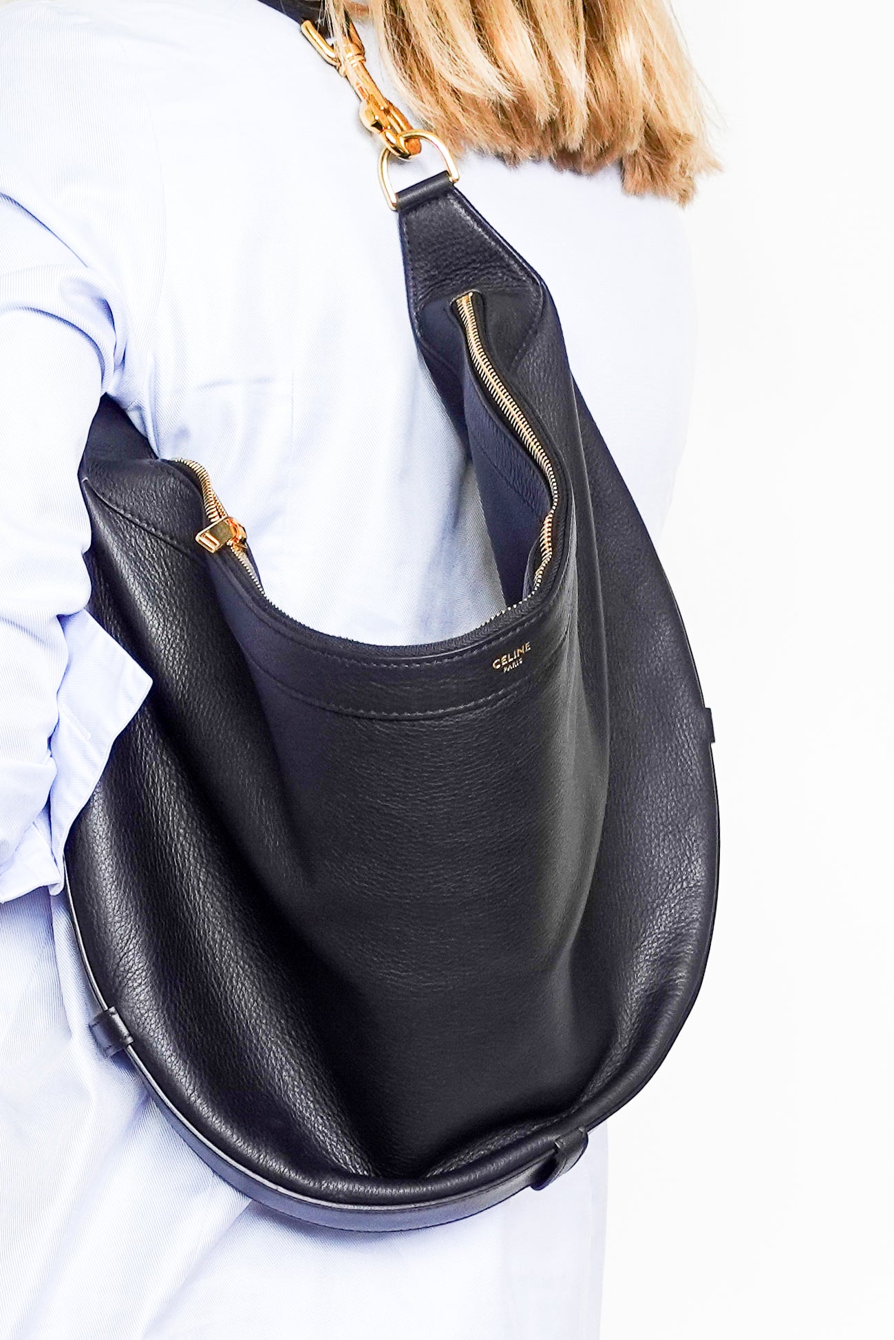 Celine medium calfskin Leandre  shoulder bag in black RRP £2650 | Authentic Preloved