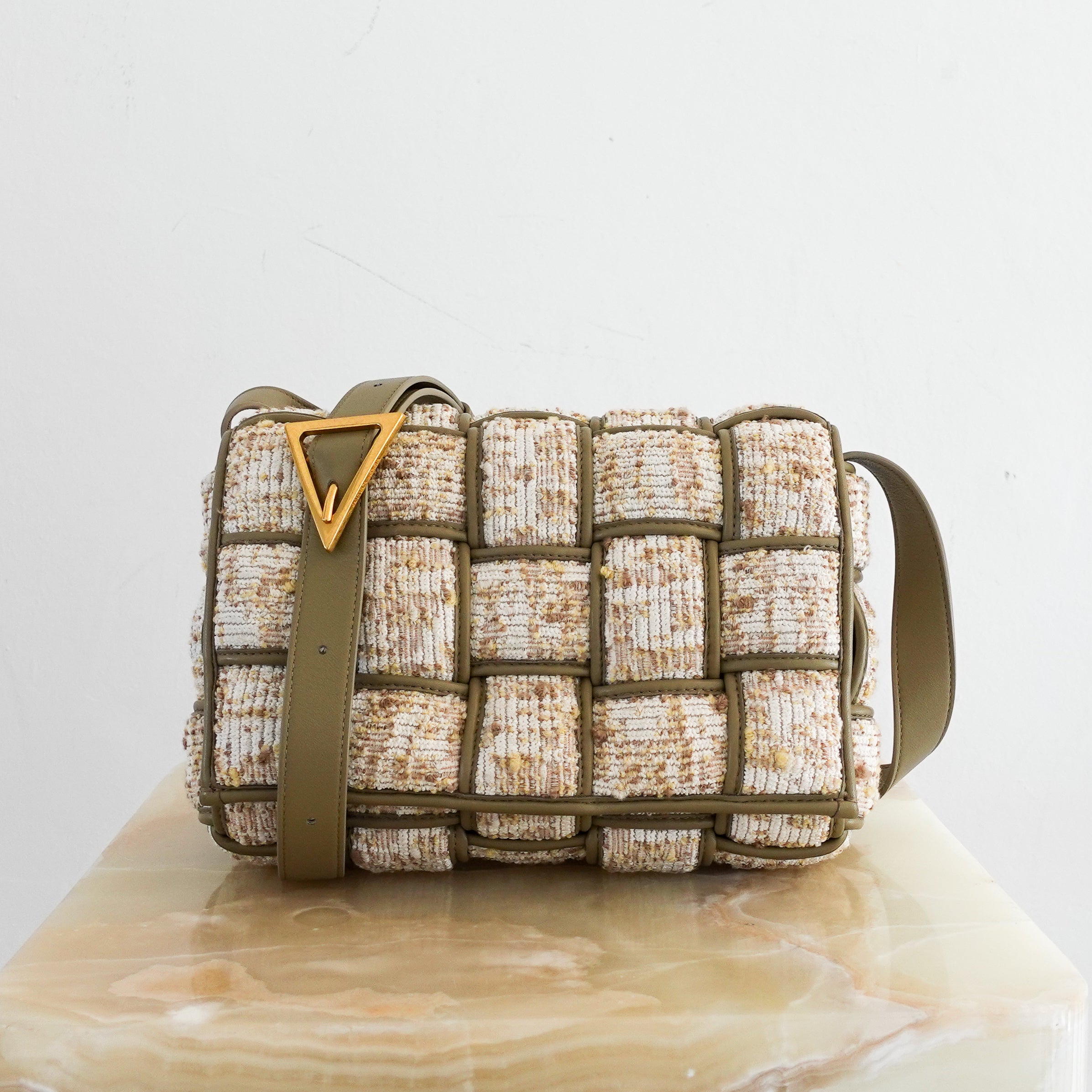 Bottega Veneta green tweed cassette bag RRP £3000 | Authentic Preloved