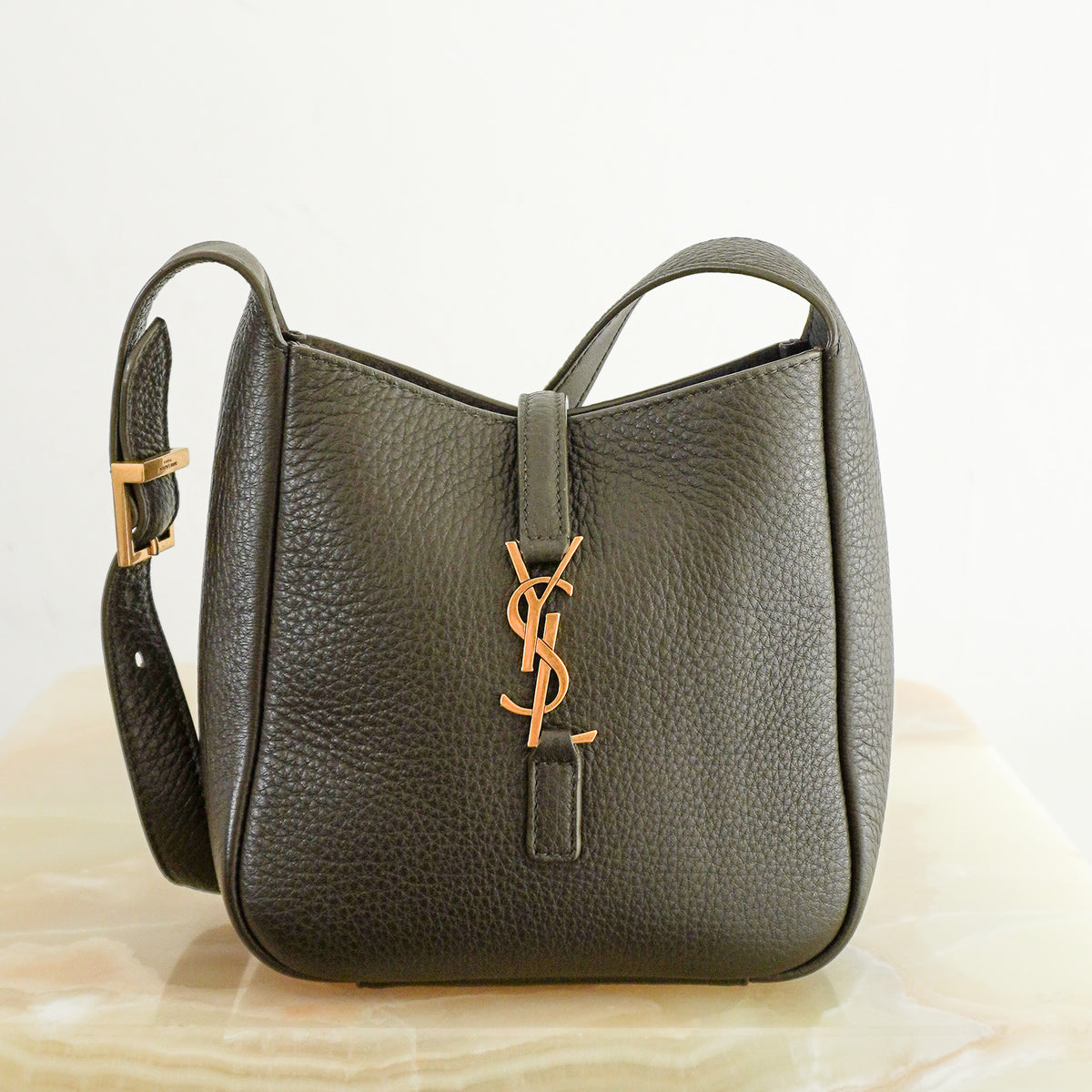 Saint Laurent Khaki Le 5 à 7 Supple Baby Shoulder Bag | Authentic Preloved - Reloved Again