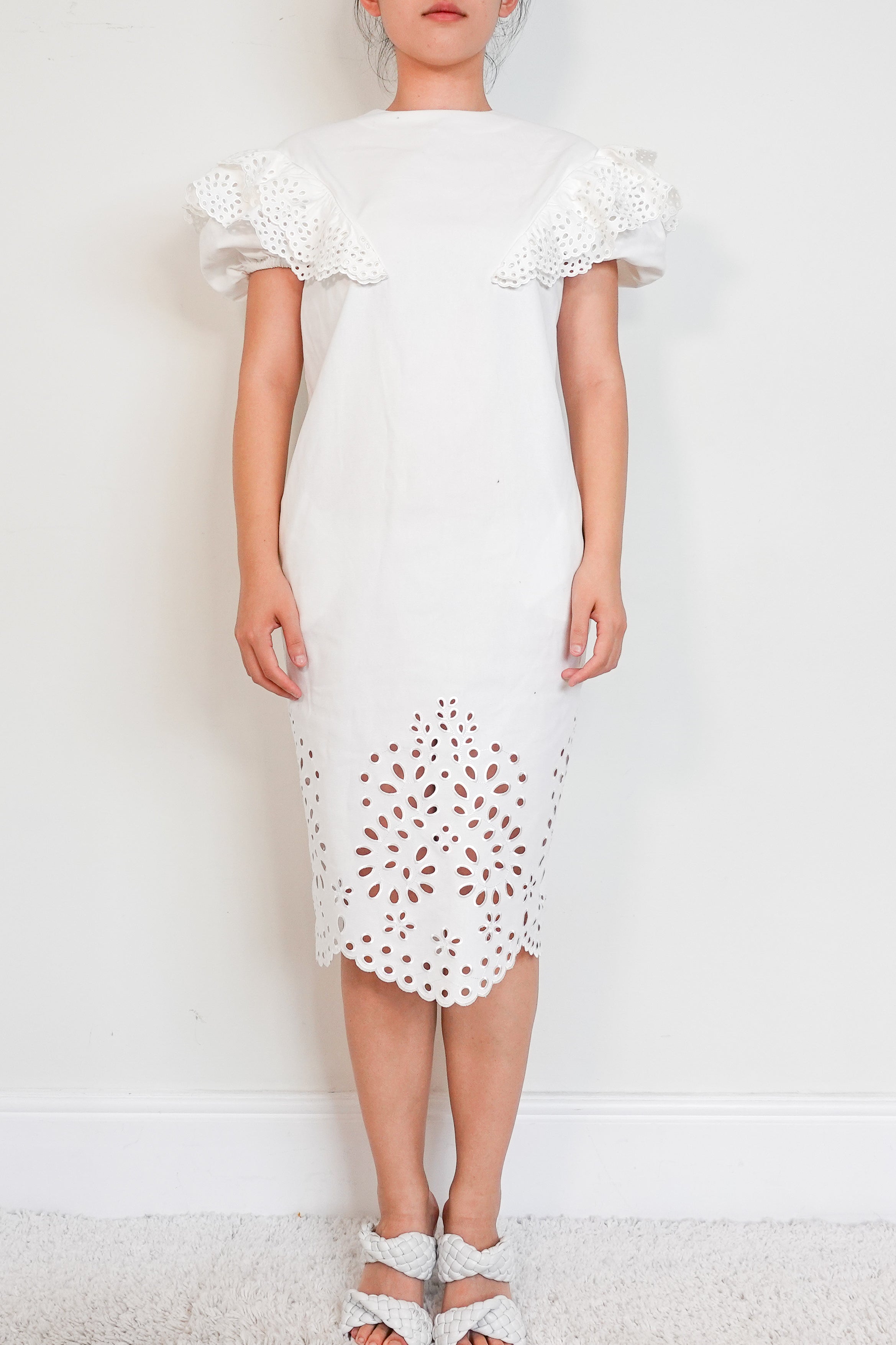 Sportmax open-knit midi white dress RRP £400 | Authentic Preloved