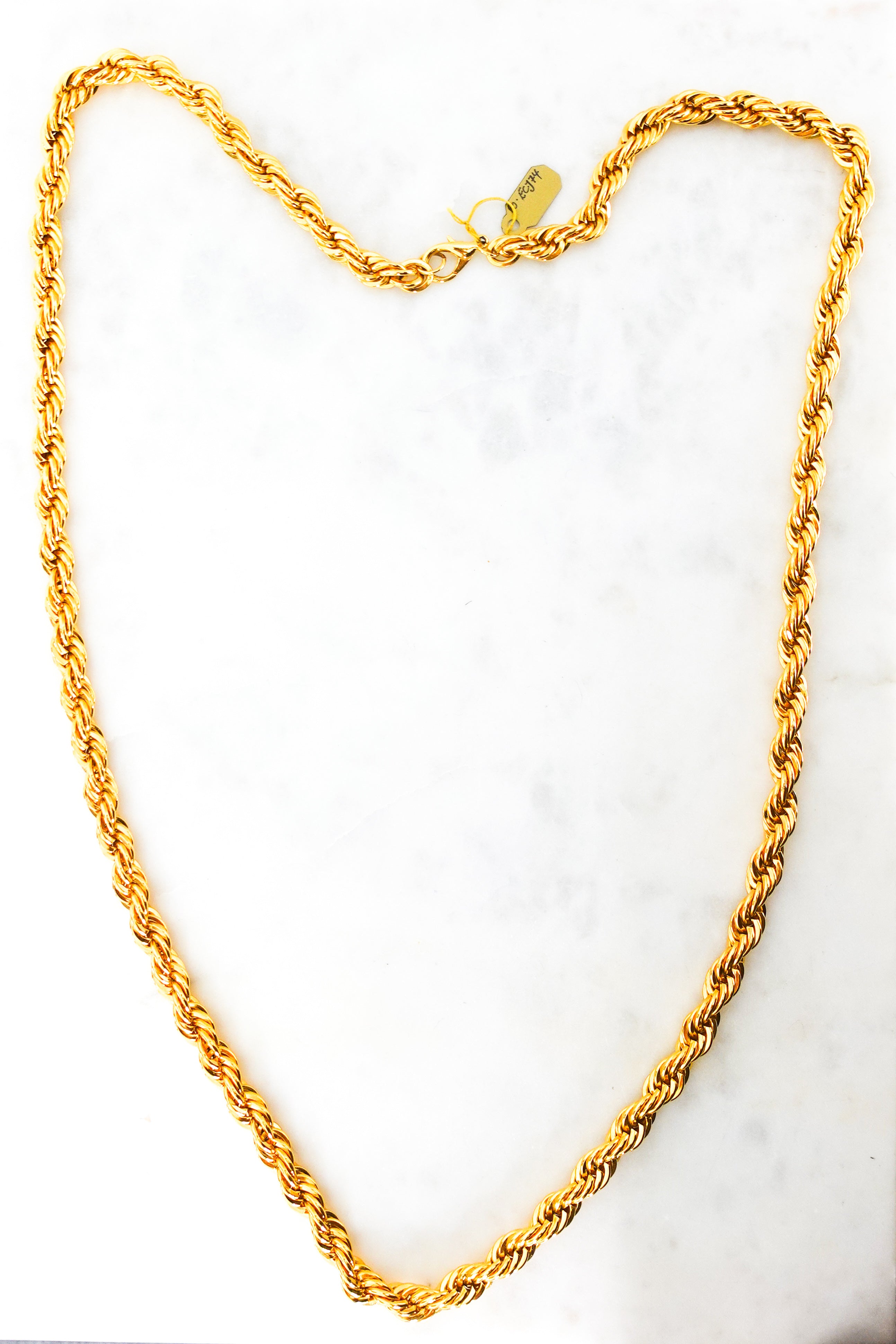 Long heavy gold plated rope chain