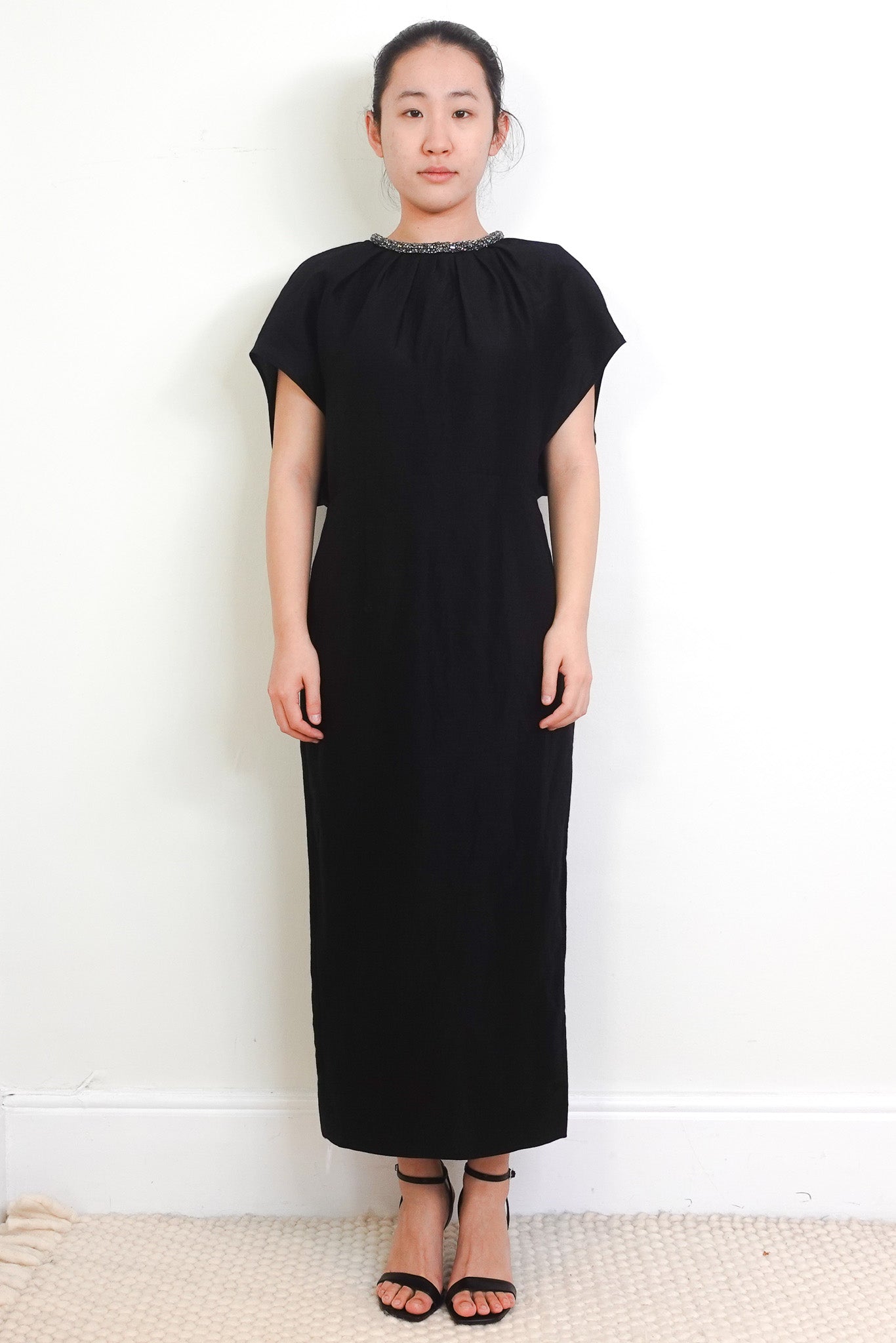 NEW Roland Mouret Black Silk Jacquard Cape Midi Dress RRP £1200 | Authentic Preloved - Reloved Again