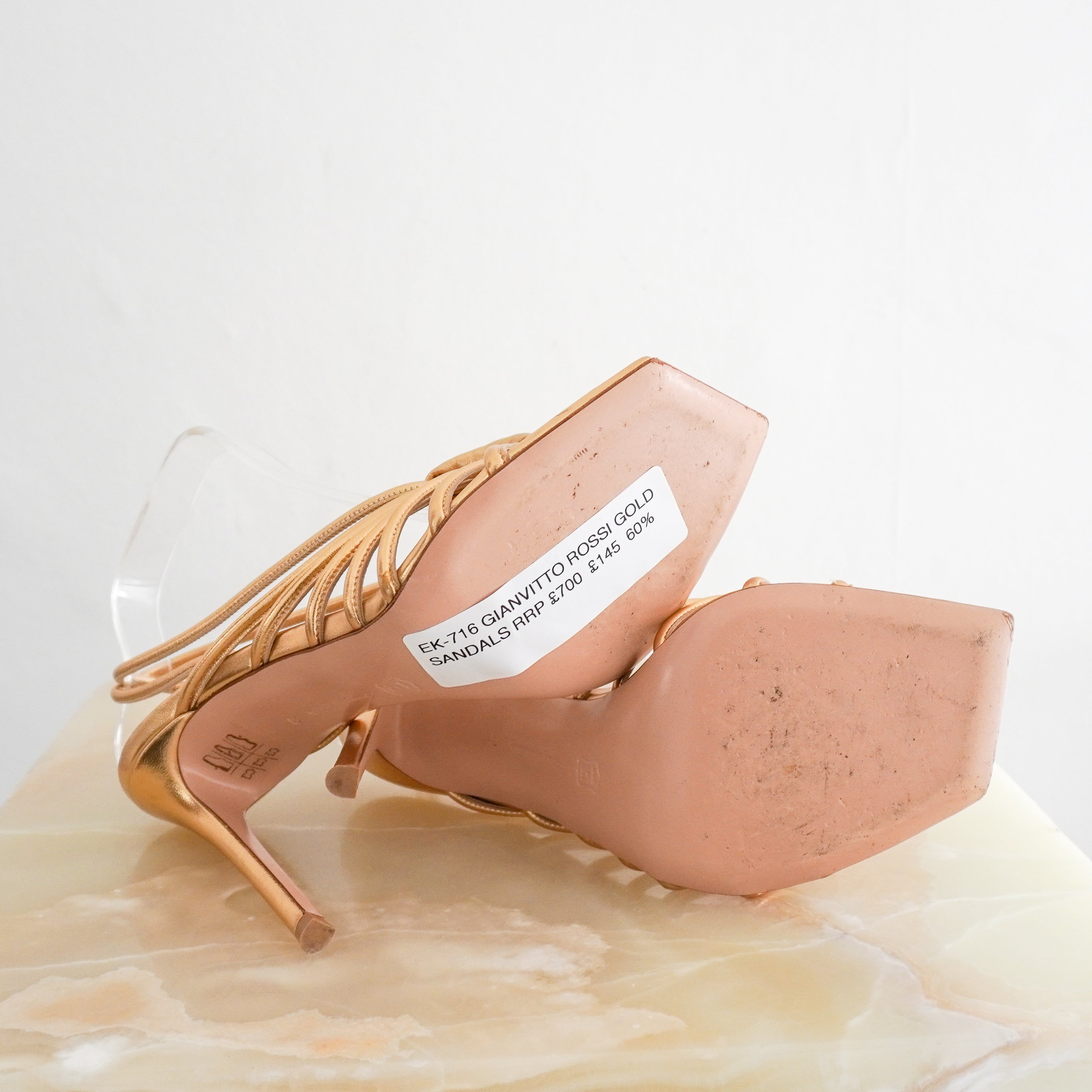 Gianvito Rossi Hellen Gold Metallic Sandals (RRP £700) | Authentic Preloved