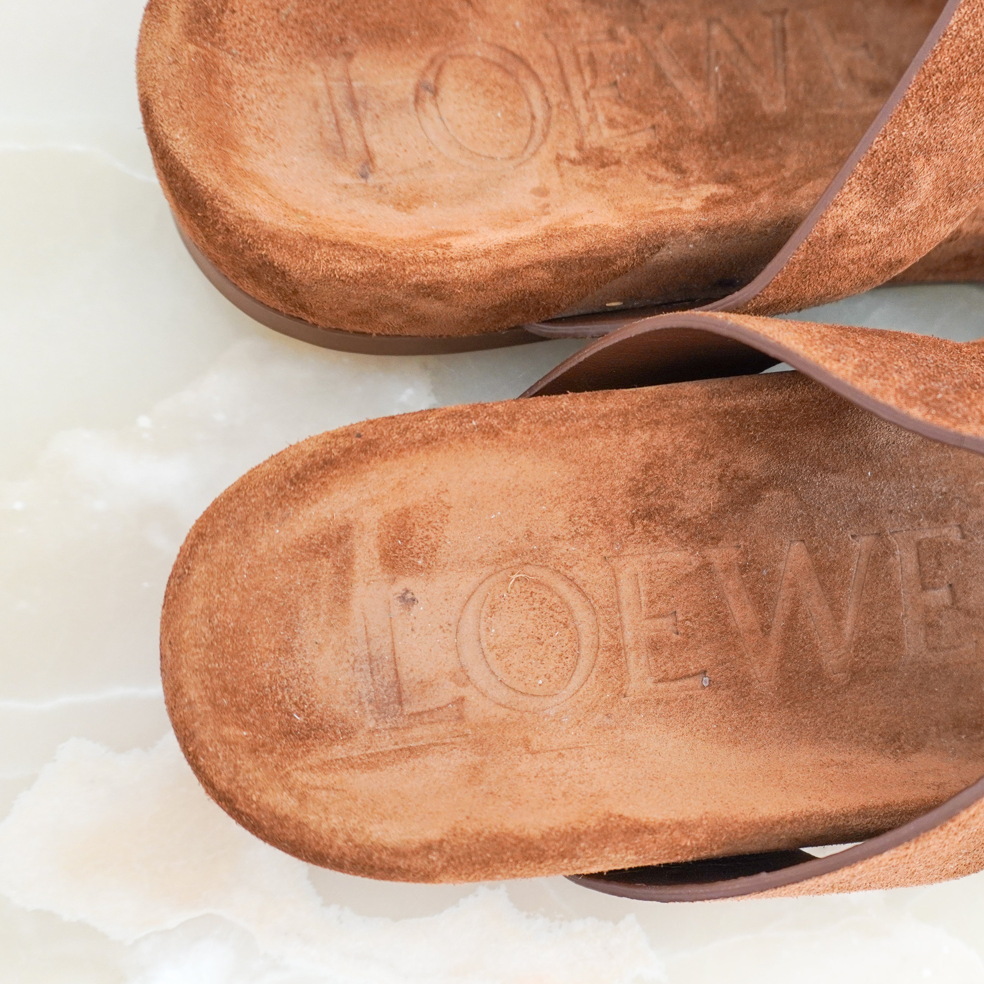 Loewe Ease Buckle Brown Suede Flat Sandals (RRP £650) | Authentic Preloved