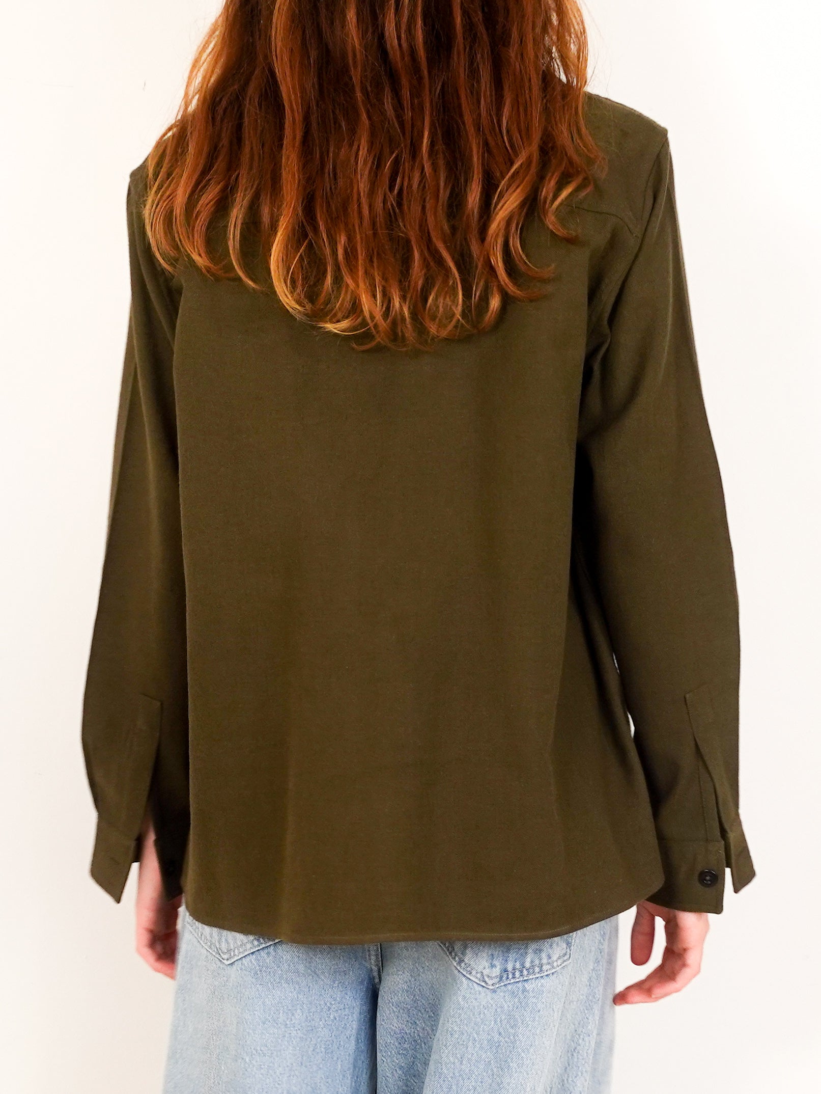 Khaki green button up top RRP £425