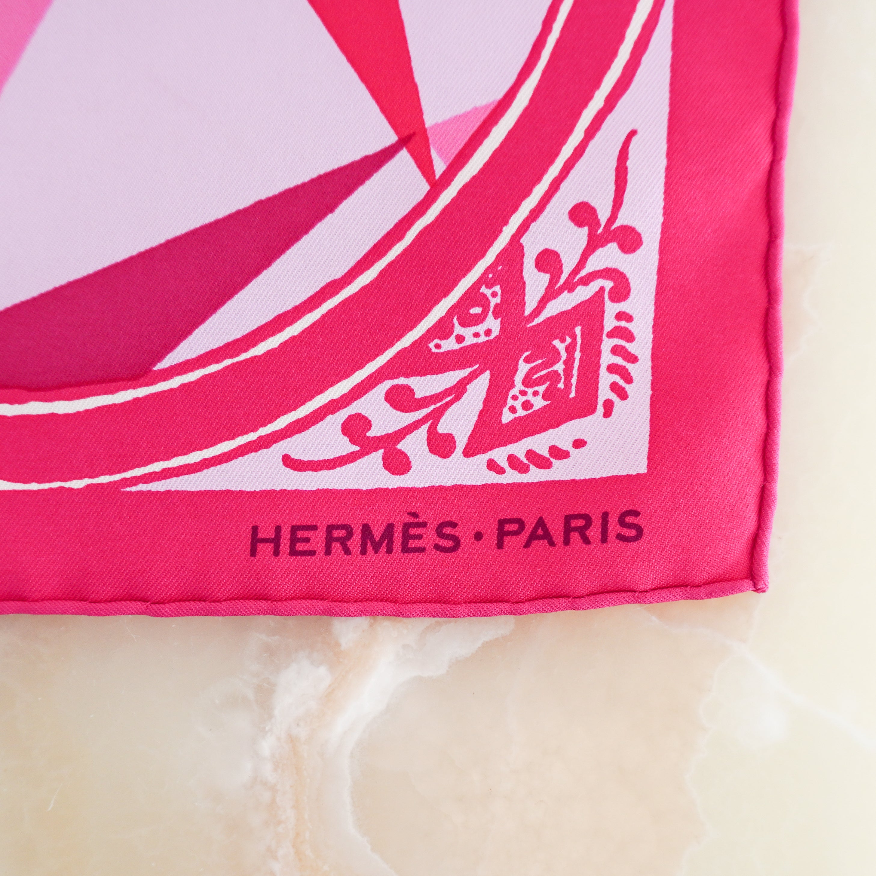 Hermès Pink & Red Tapis de Selle Silk Scarf 90 (RRP £550) | Authentic Preloved FINAL SALE