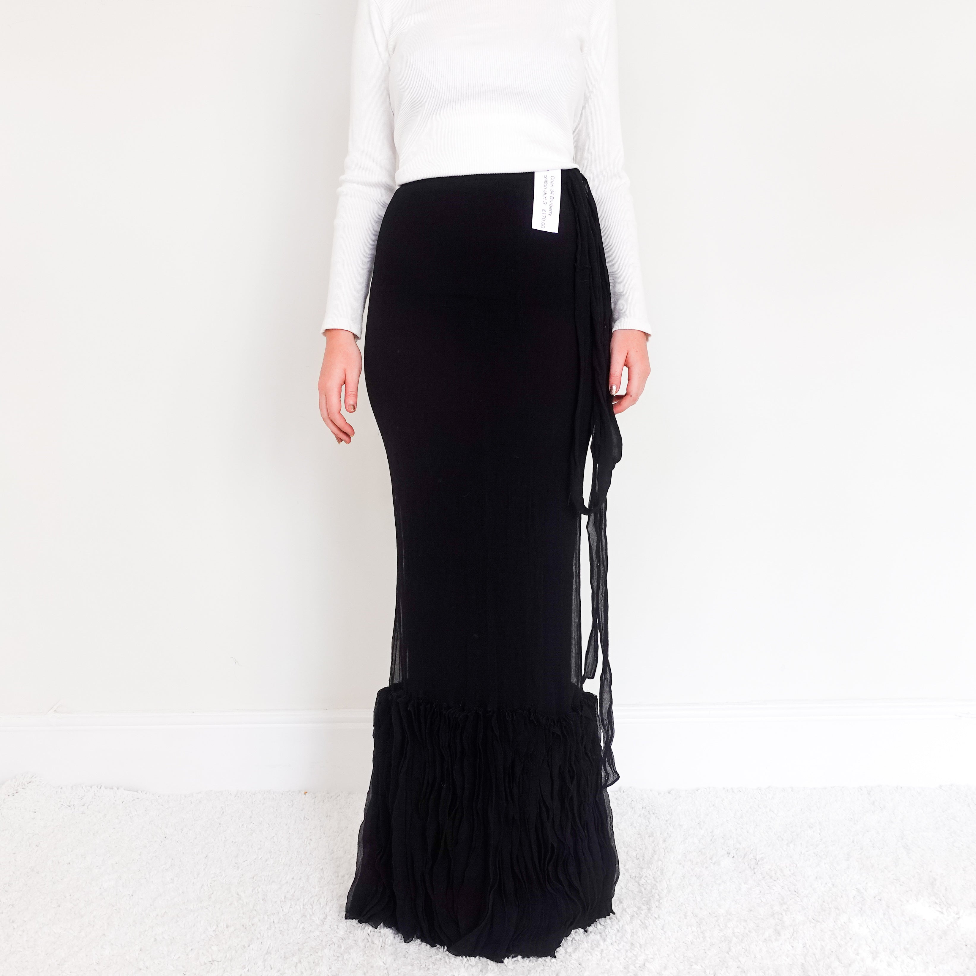 Black chiffon maxi skirt RRP £600