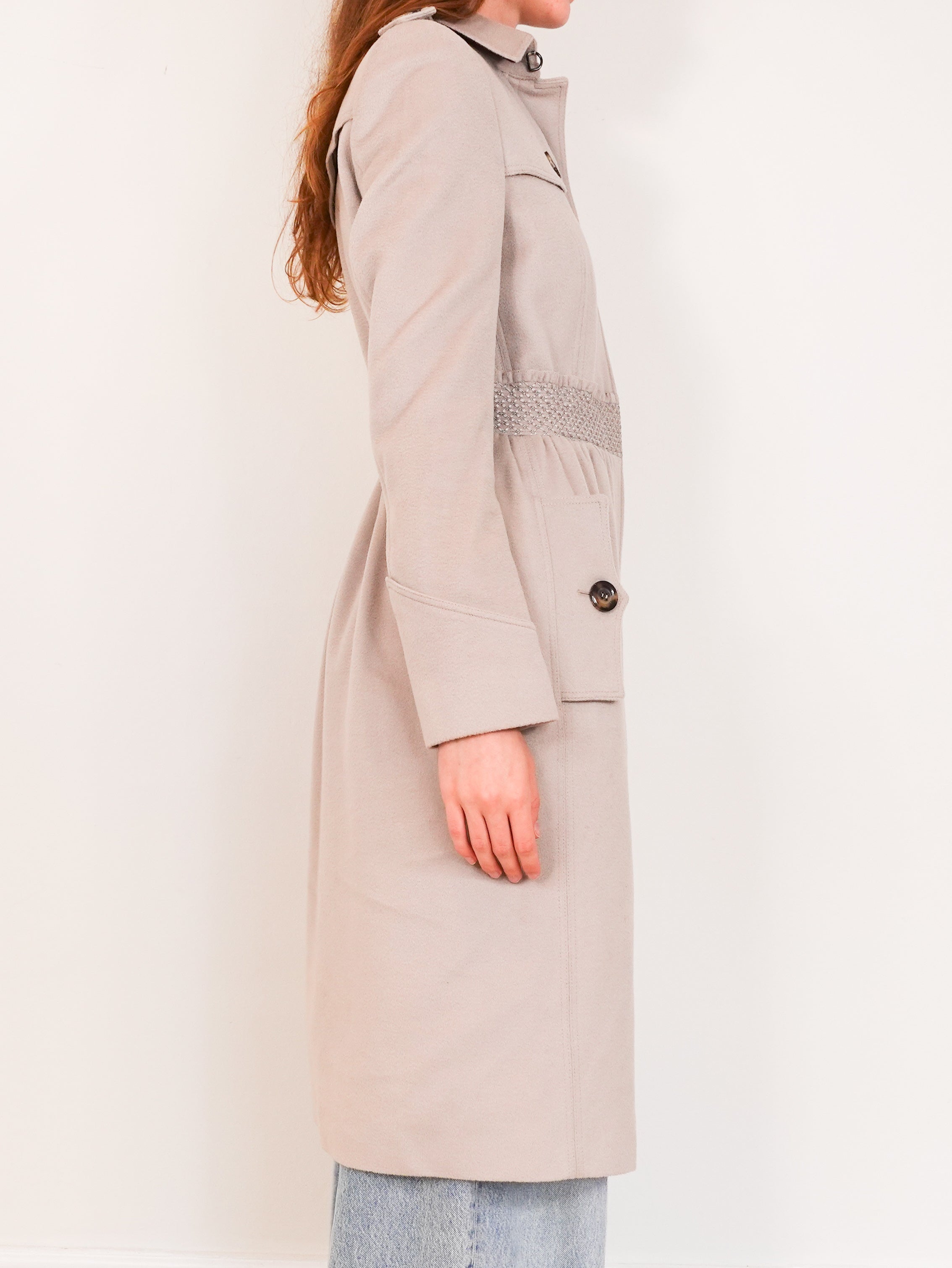 Grey cashmere trench coat RRP £2k