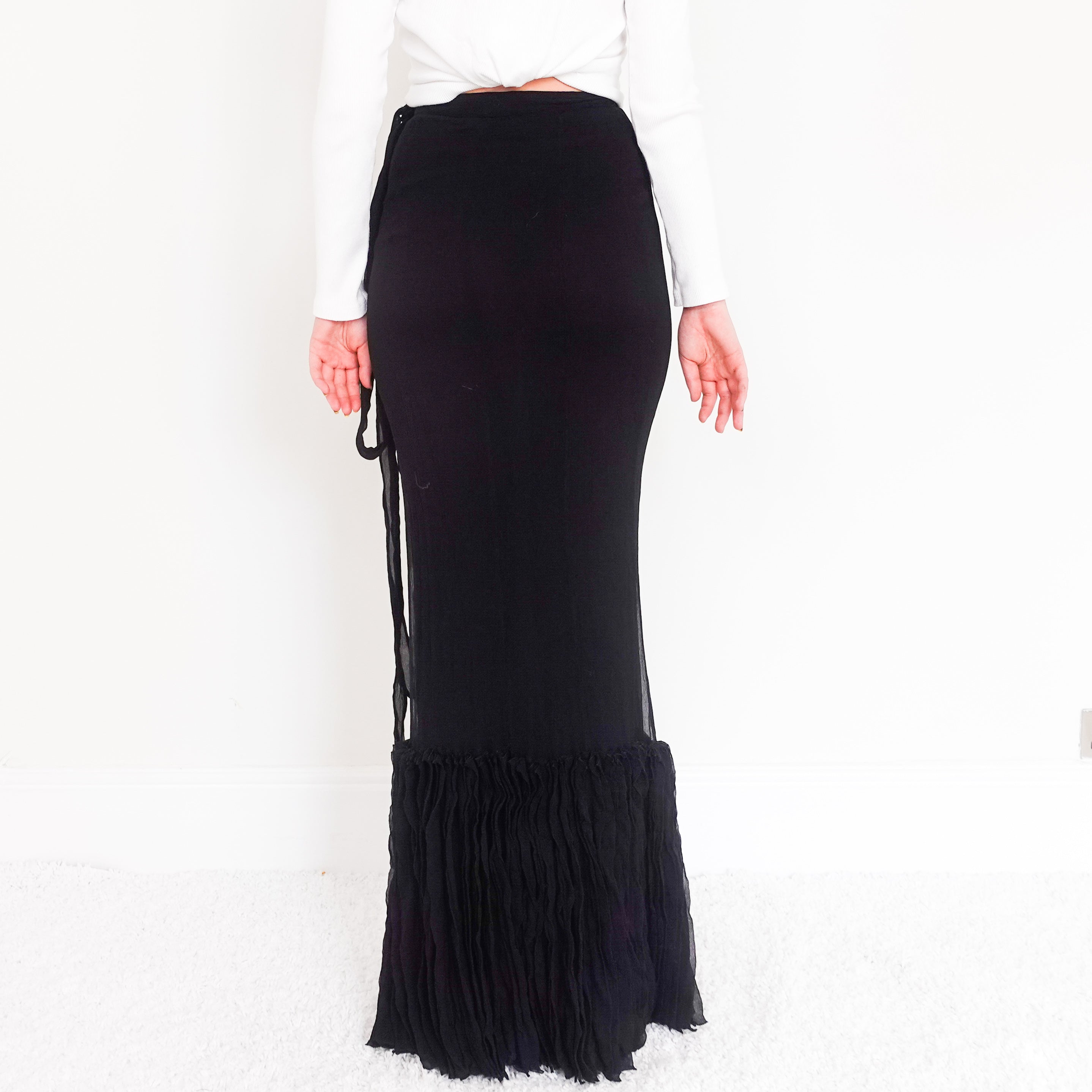 Black chiffon maxi skirt RRP £600