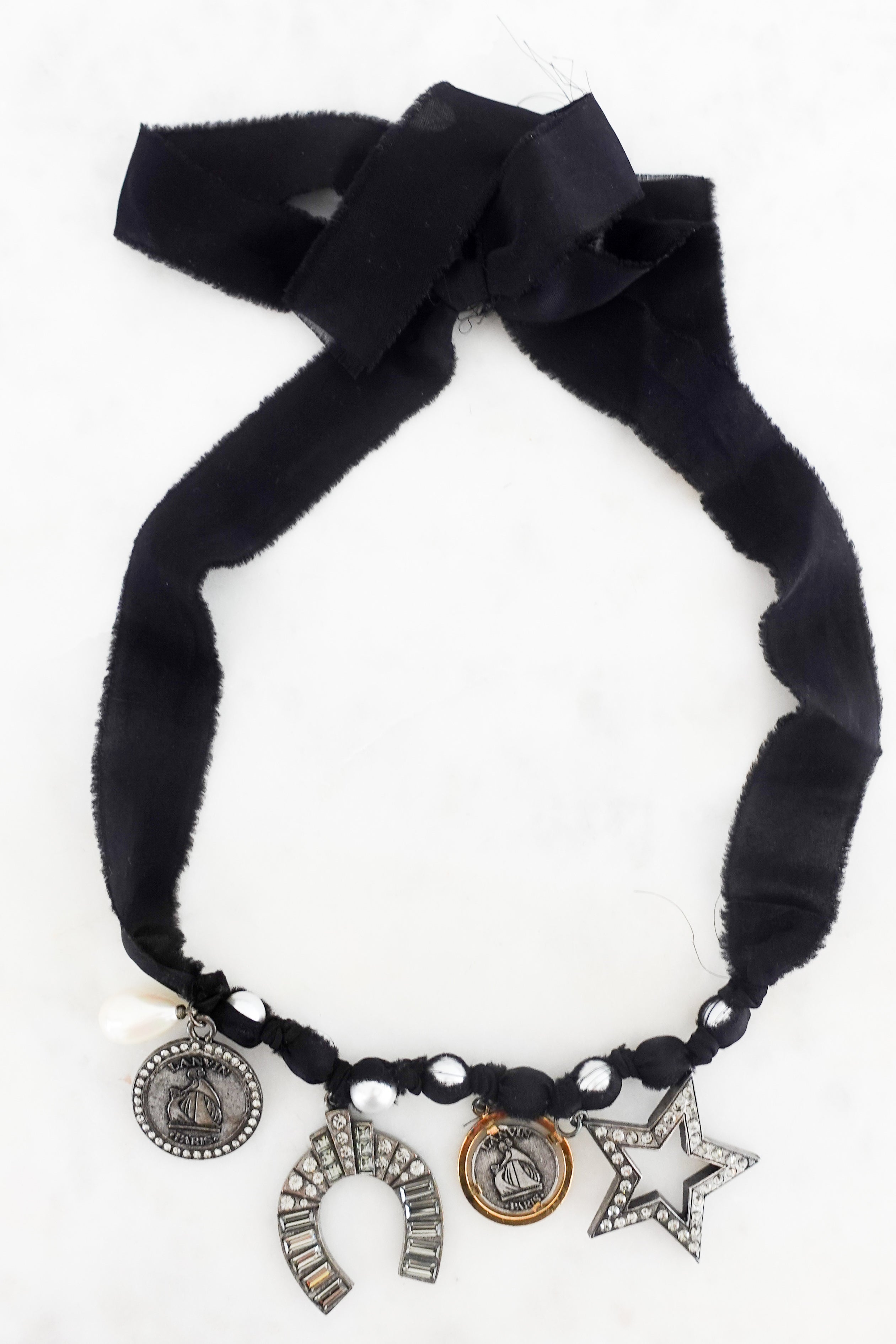 Black self tie necklace