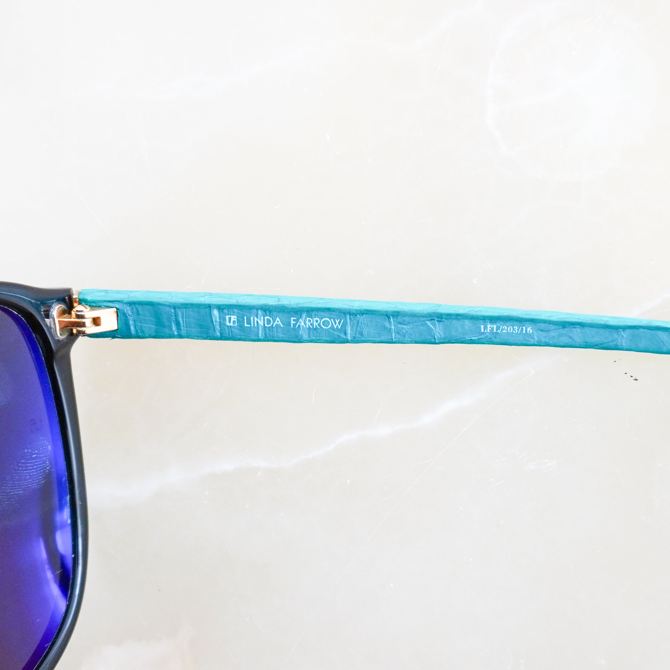 Linda Farrow Black & Blue Python Leather Sunglasses (RRP £1200) | Authentic Preloved
