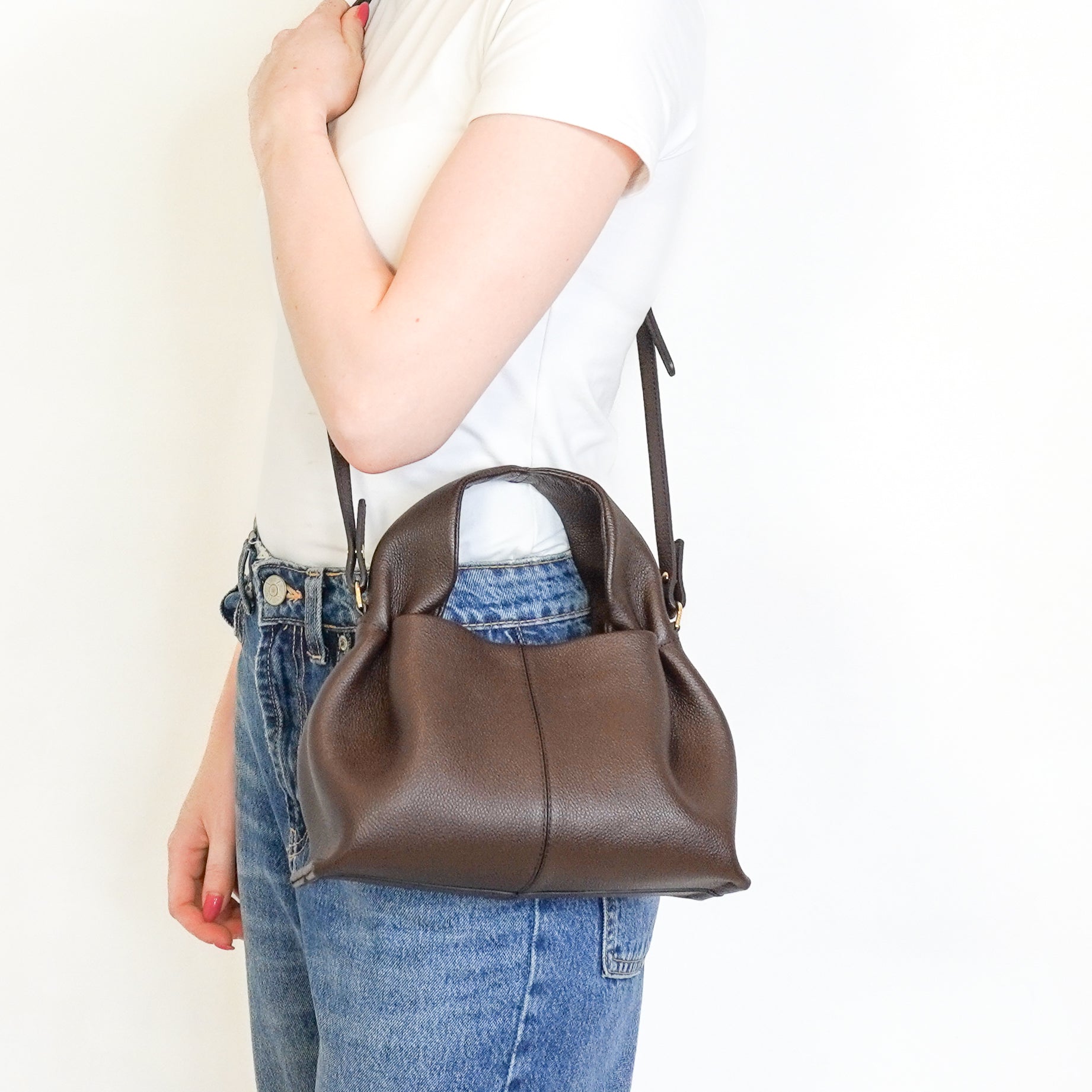 Polène Numéro Neuf Mini Textured Leather Bag in Ebony (RRP £390) | Authentic Preloved