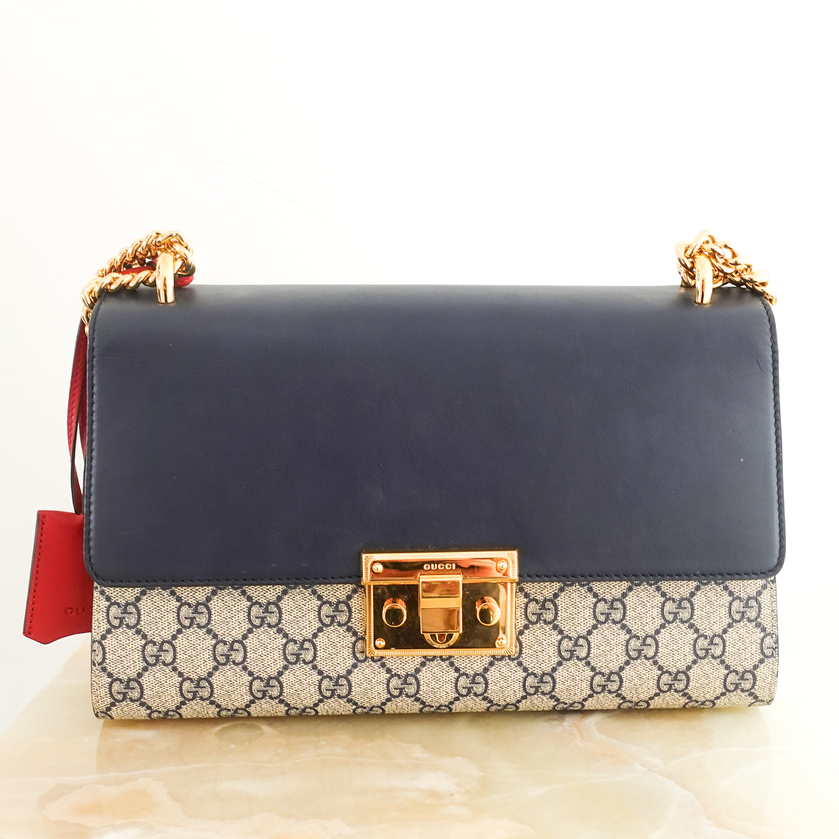 Navy monogram padlock handbag RRP £1750