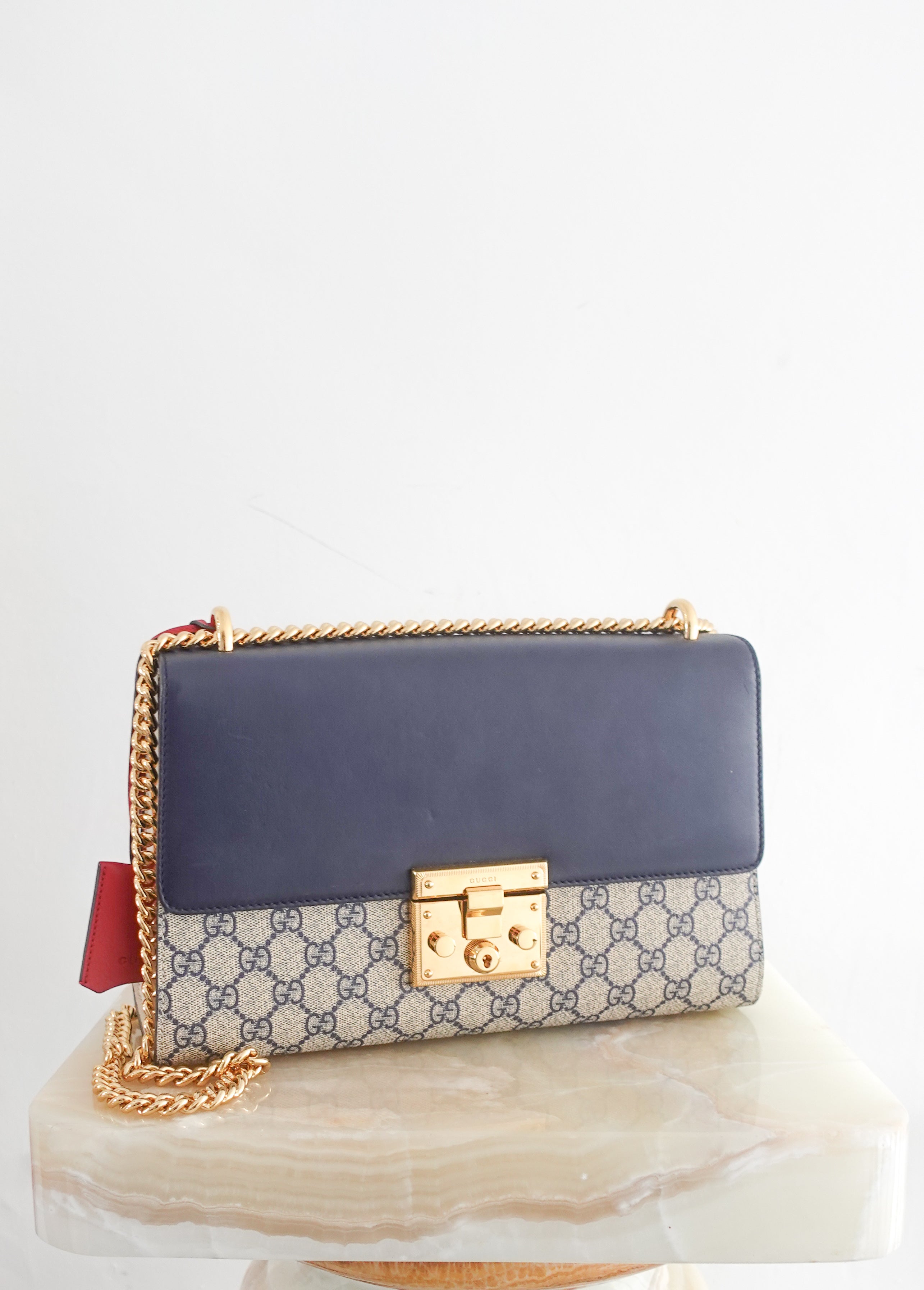 Navy monogram padlock handbag RRP £1750