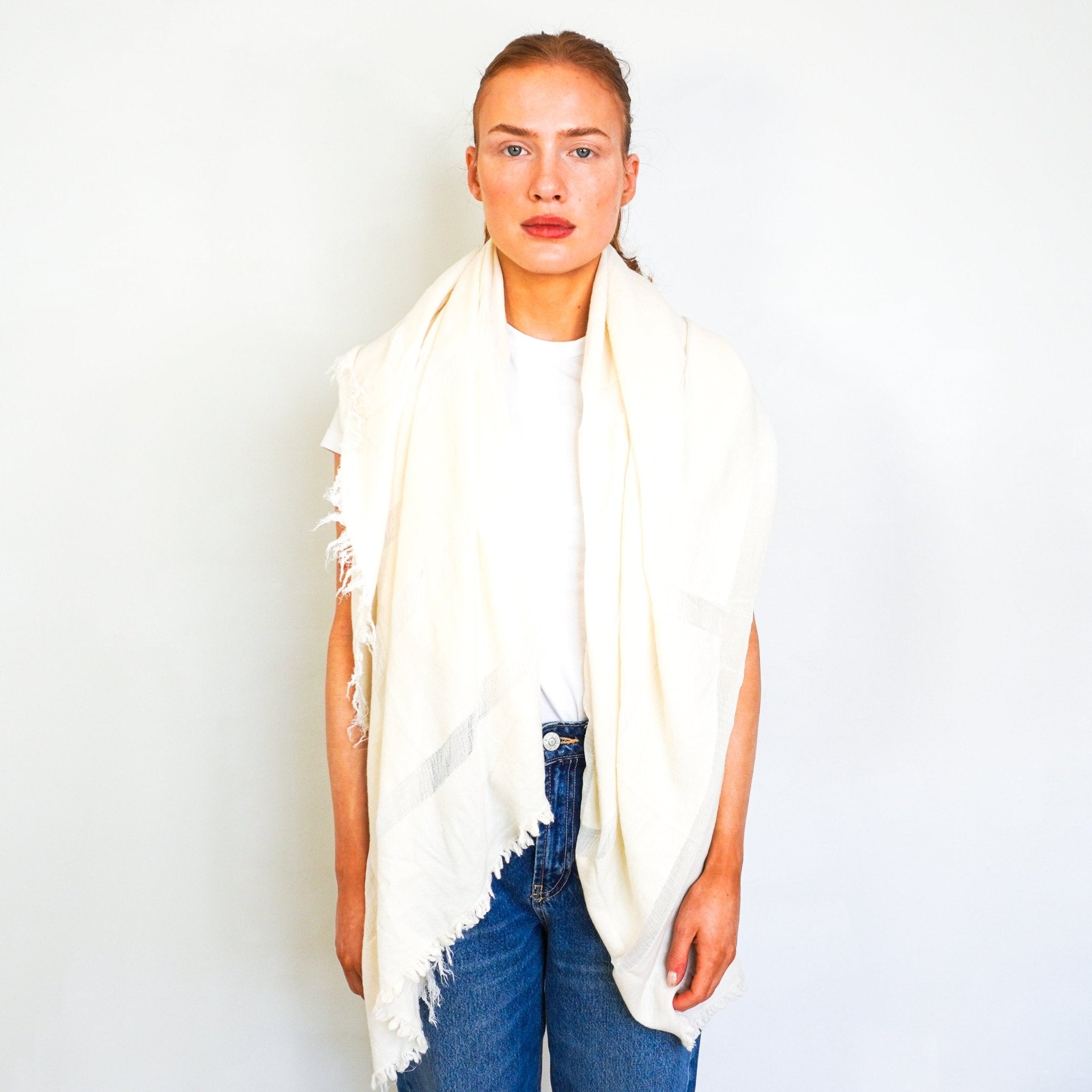 Toteme White Monogram Travel Scarf RRP £200 | Authentic Preloved - Reloved Again