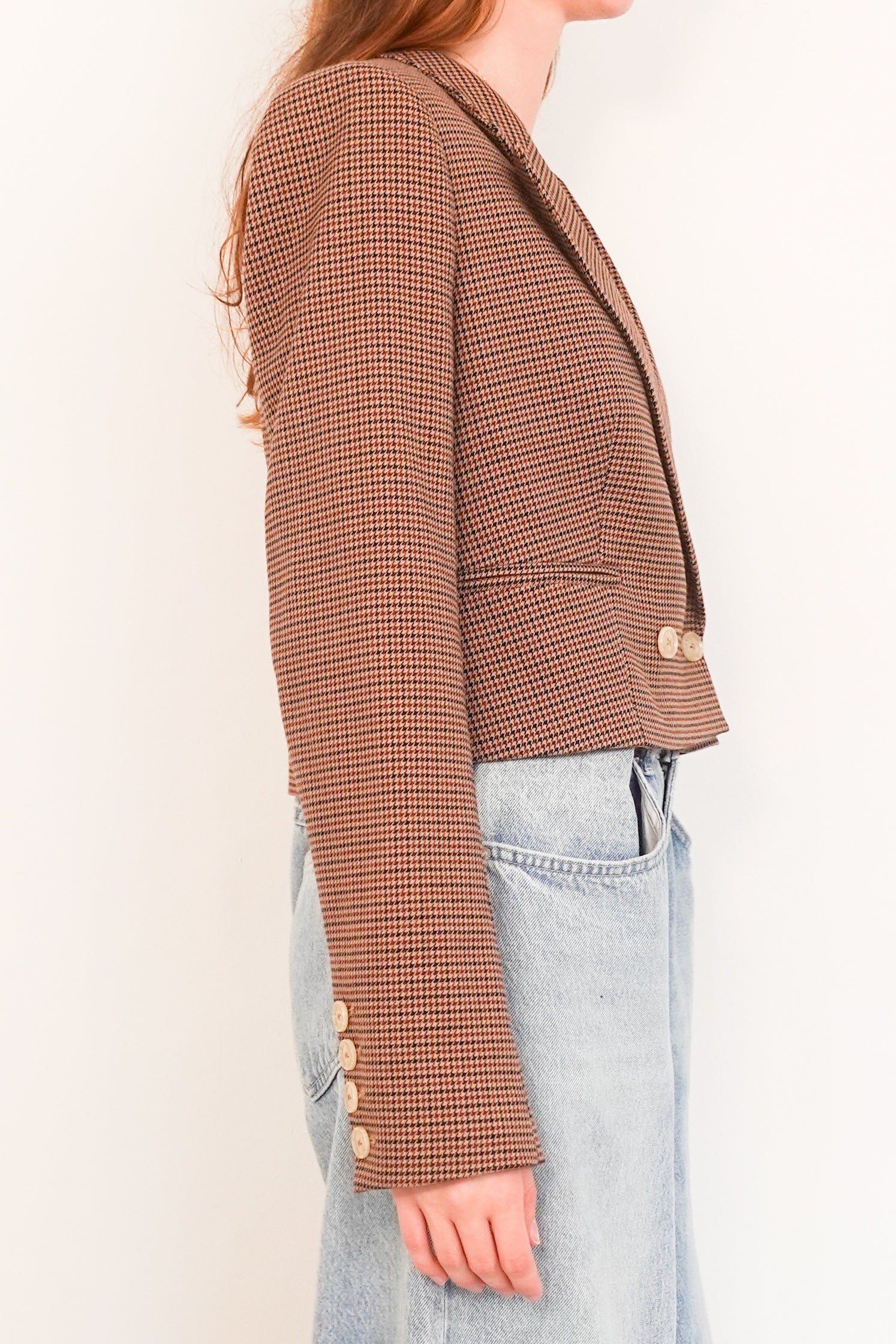 Cropped Houndtooth Blazer S