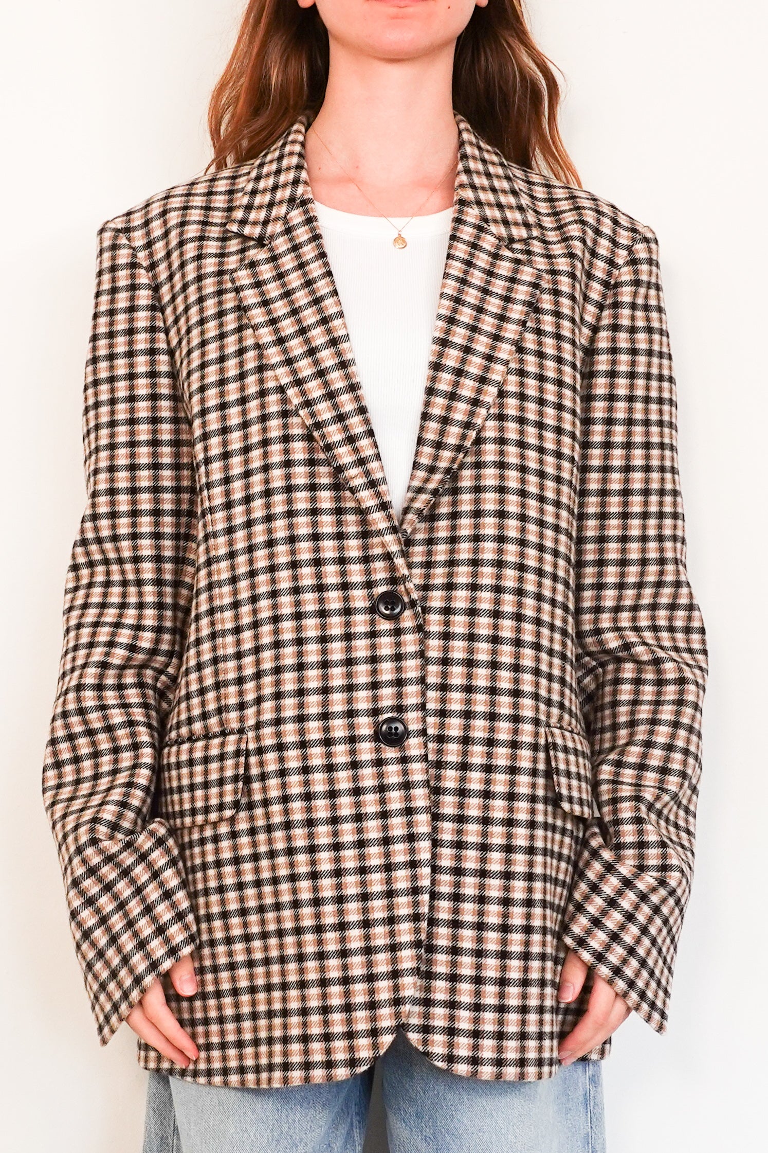 Houndstooth brown and black blazer