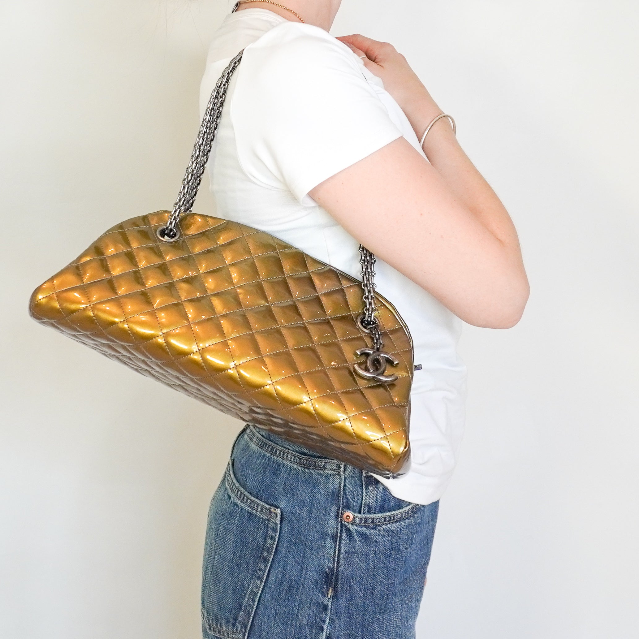 Chanel Just Mademoiselle Patent Quilted Bag (RRP £2300) | Authentic Preloved