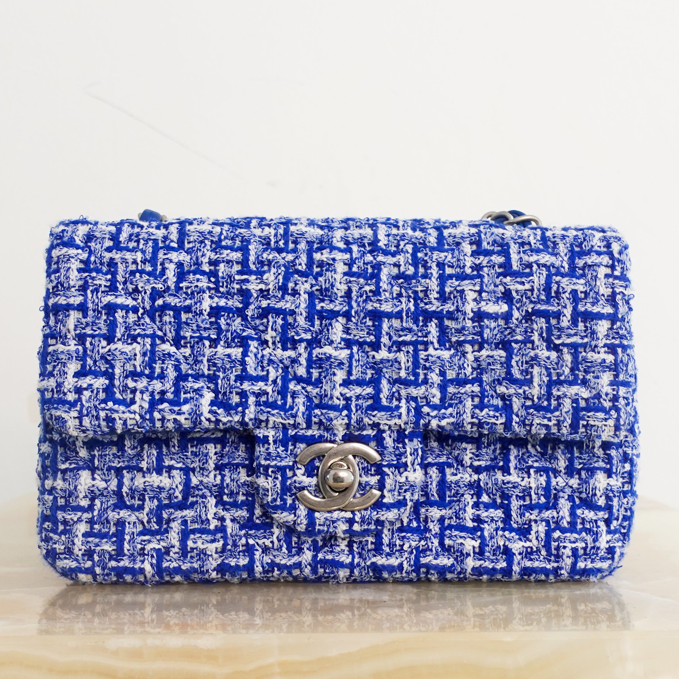 Chanel blue tweed bag online