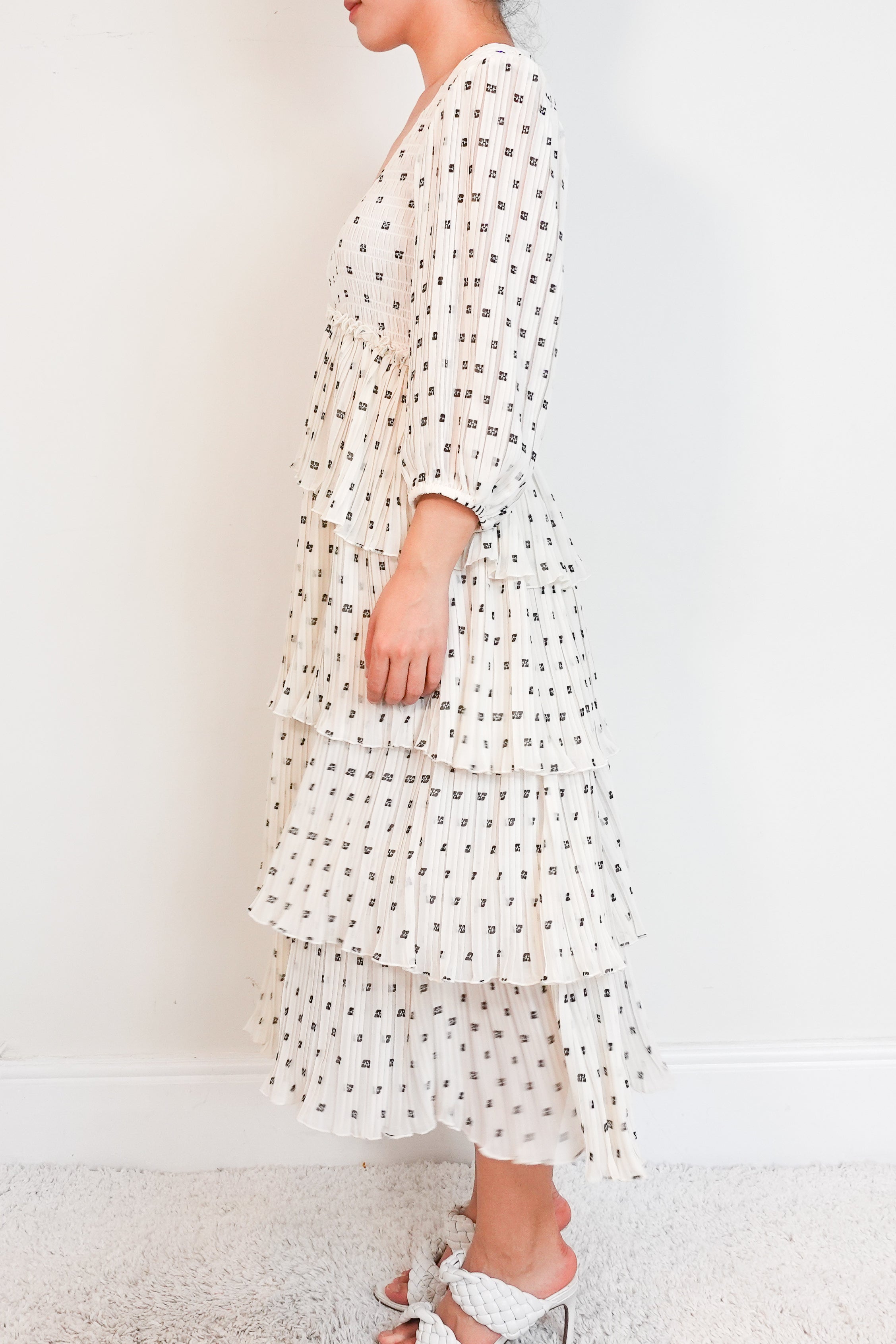 NEW GANNI Egret white tiered dress RRP £285 | Authentic Preloved