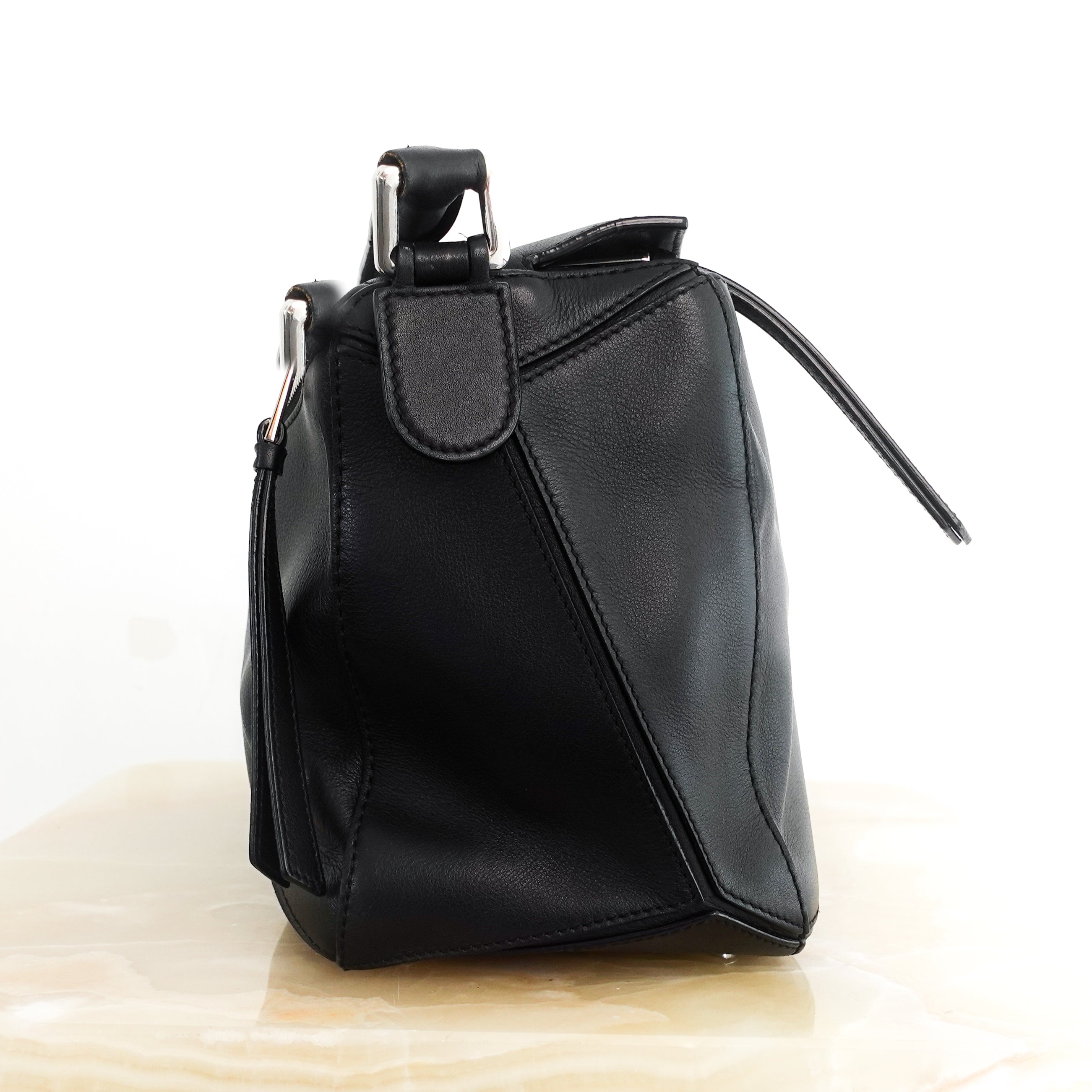 Large puzzle bag in black calfskin RRP £3750