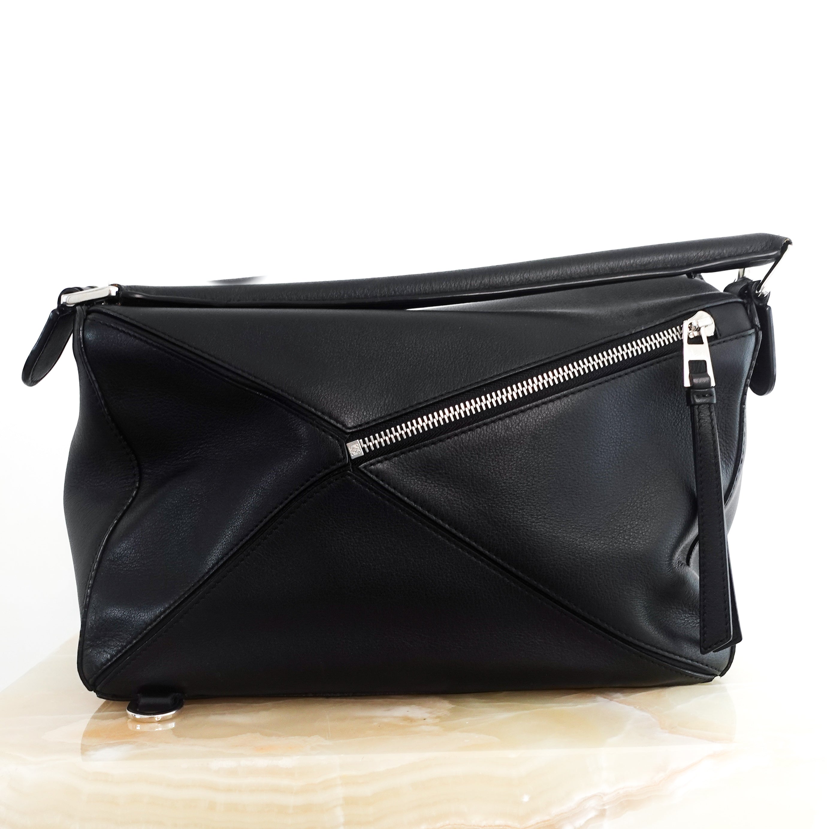 Large puzzle bag in black calfskin RRP £3750