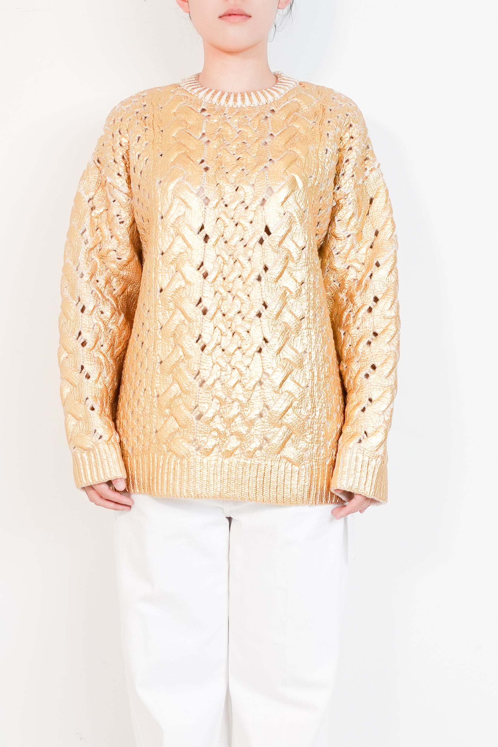 Valentino Garavani gold metallic effect jumper RRP £3000 | Authentic Preloved