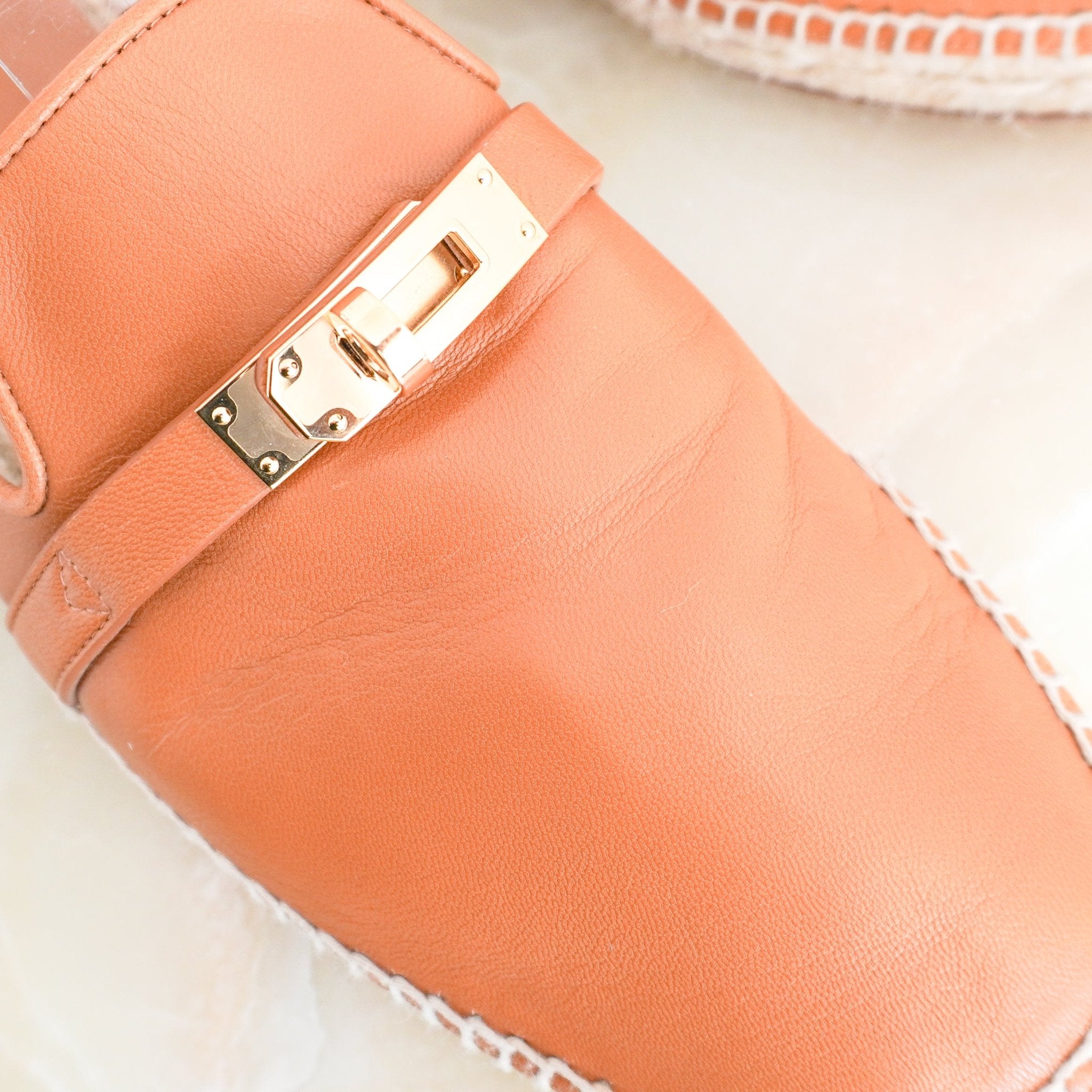 Hermès Feria Espadrille Mule in Naturel Leather (RRP £1130) | Authentic Preloved - Reloved Again