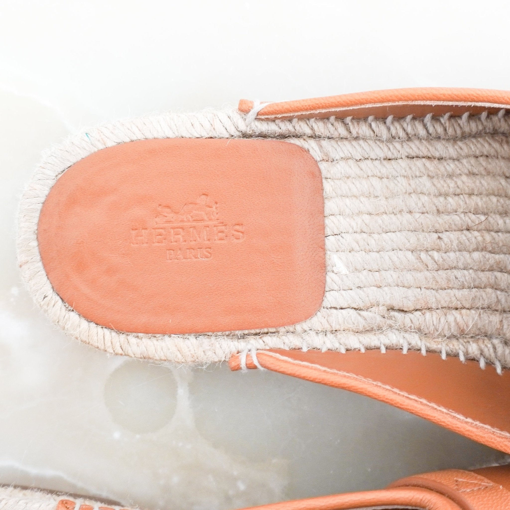 Hermès Feria Espadrille Mule in Naturel Leather (RRP £1130) | Authentic Preloved - Reloved Again
