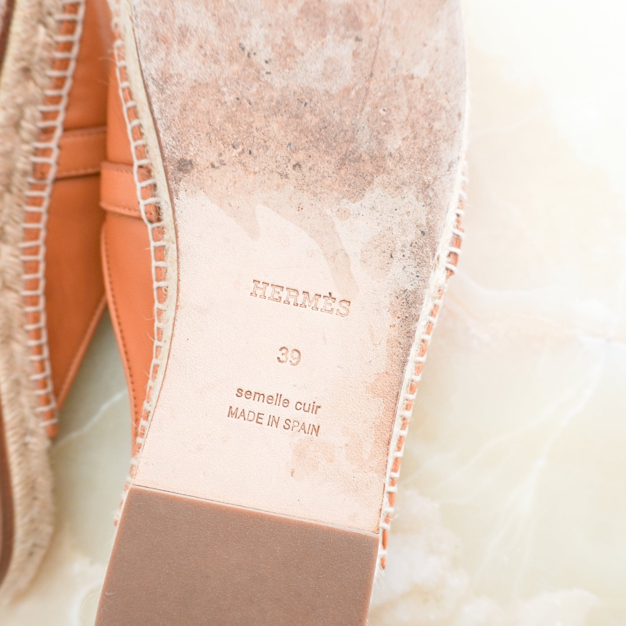 Hermès Feria Espadrille Mule in Naturel Leather (RRP £1130) | Authentic Preloved - Reloved Again