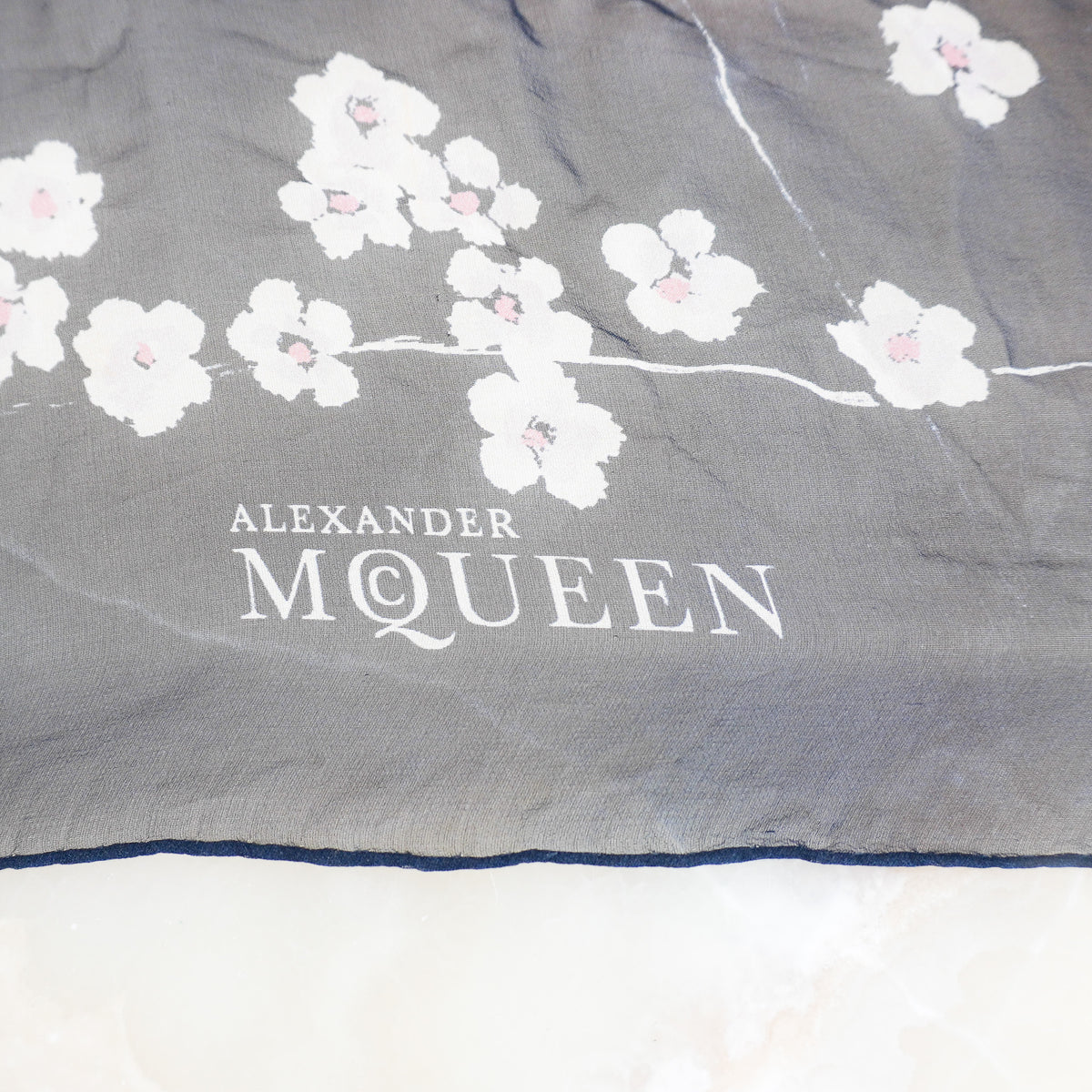 Alexander McQueen Navy Floral Scarf (RRP £280) | FINAL SALE Authentic Preloved