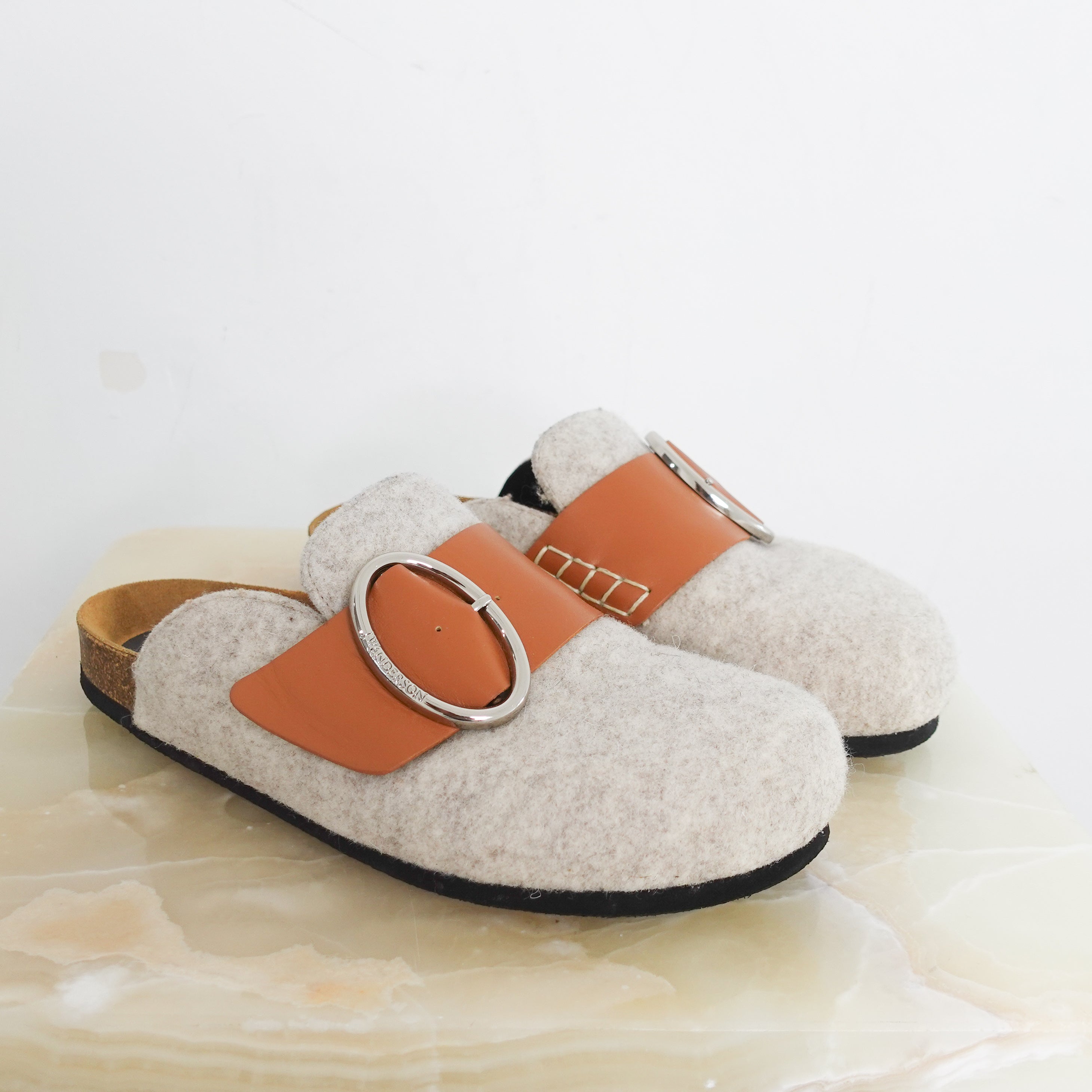 Felt buckle mules RRP £425