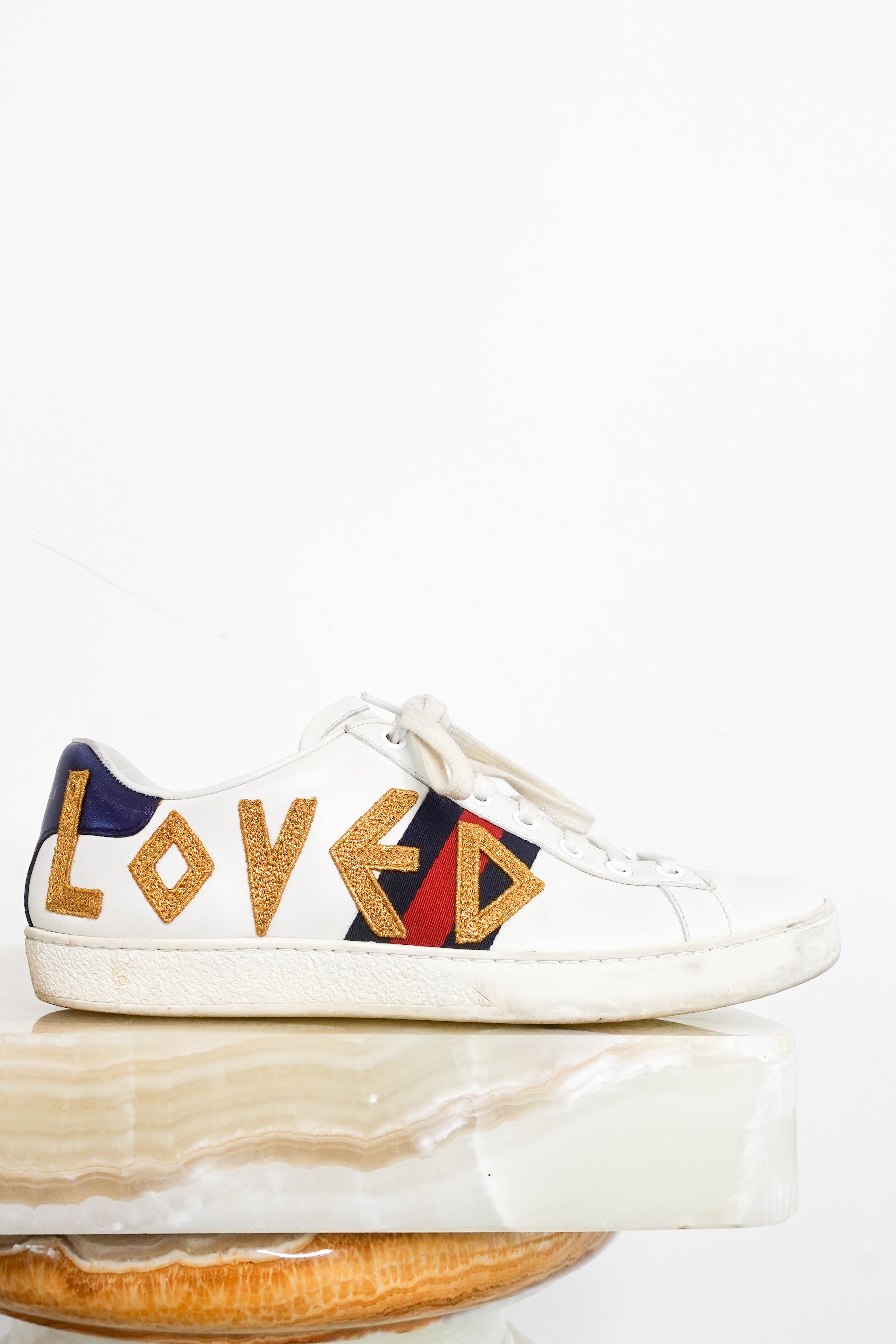 Aced ‘Loved’ leather trainers RRP £625