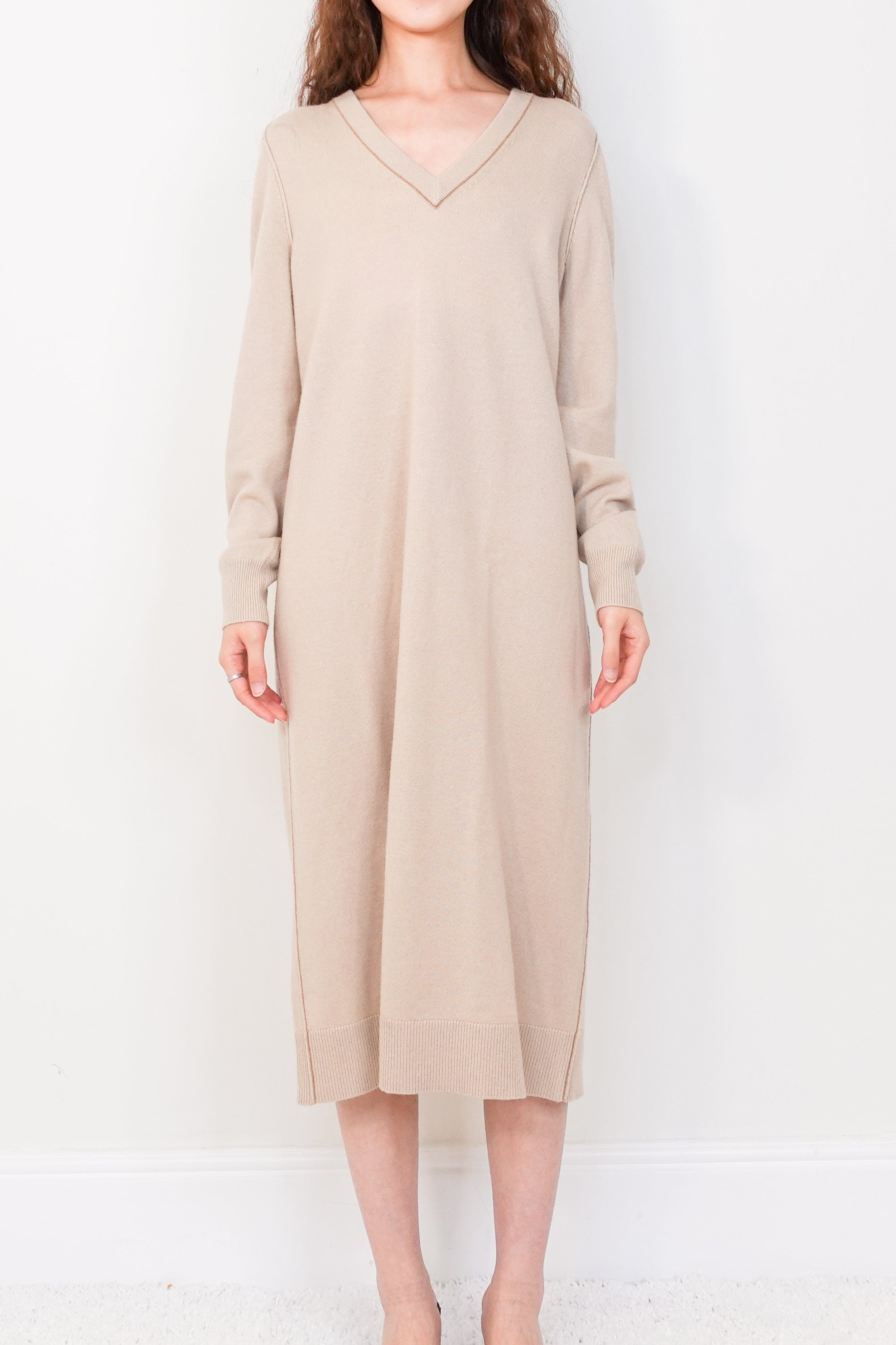 Beige cashmere jumper dress RRP £500