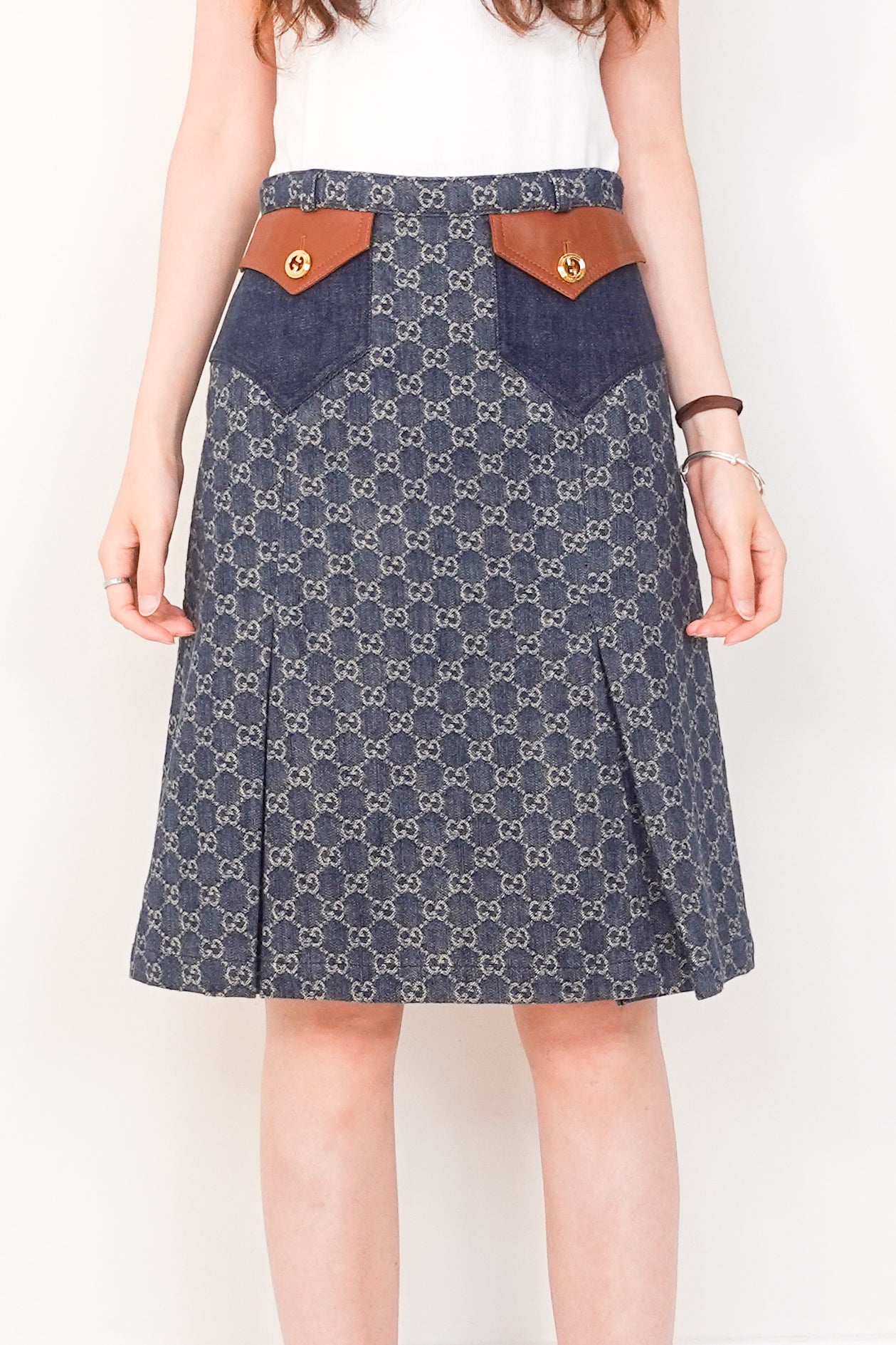 Denim monogram skirt RRP £1.2K