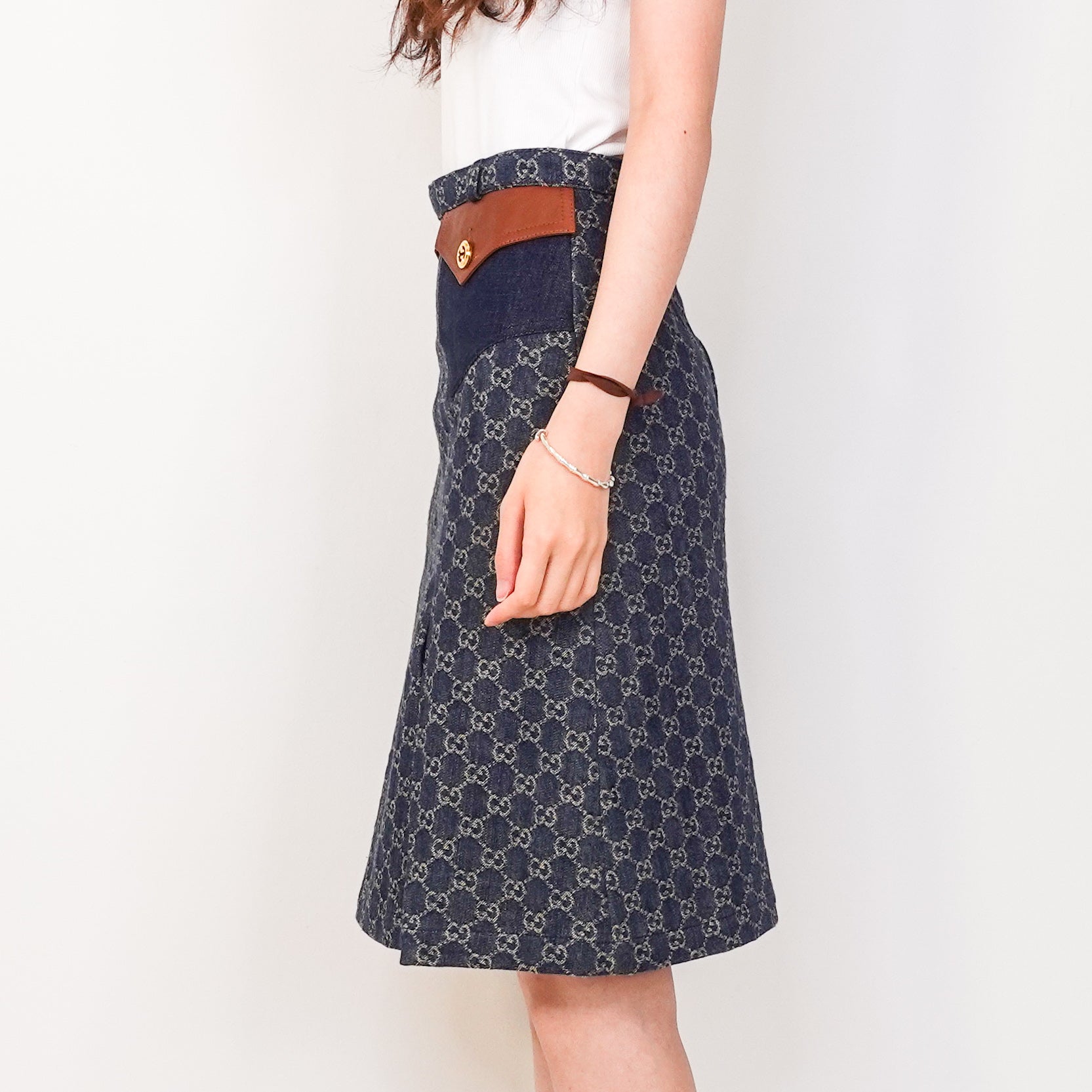 Denim monogram skirt RRP £1.2K