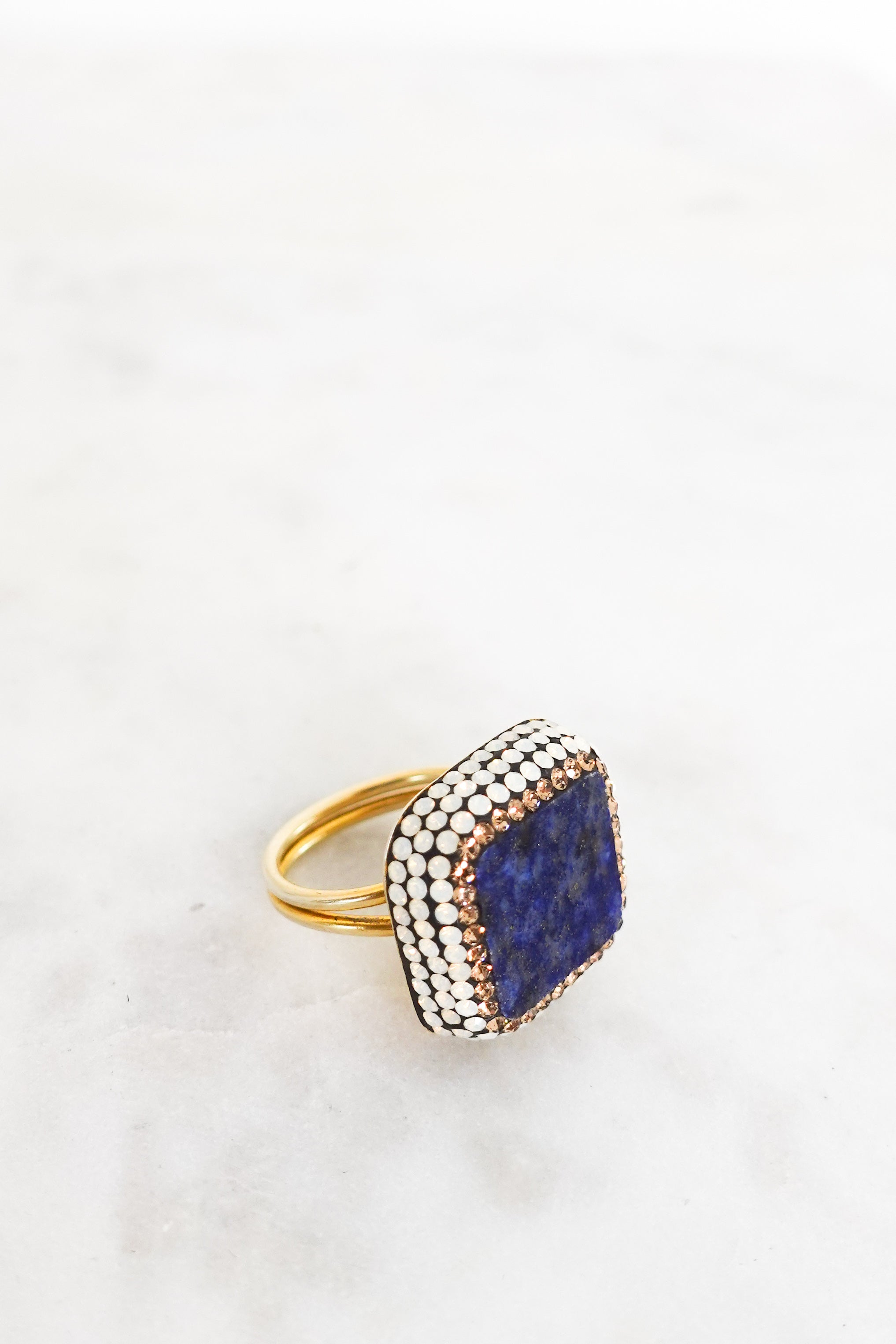 Lapis blue embellished ring RRP £125