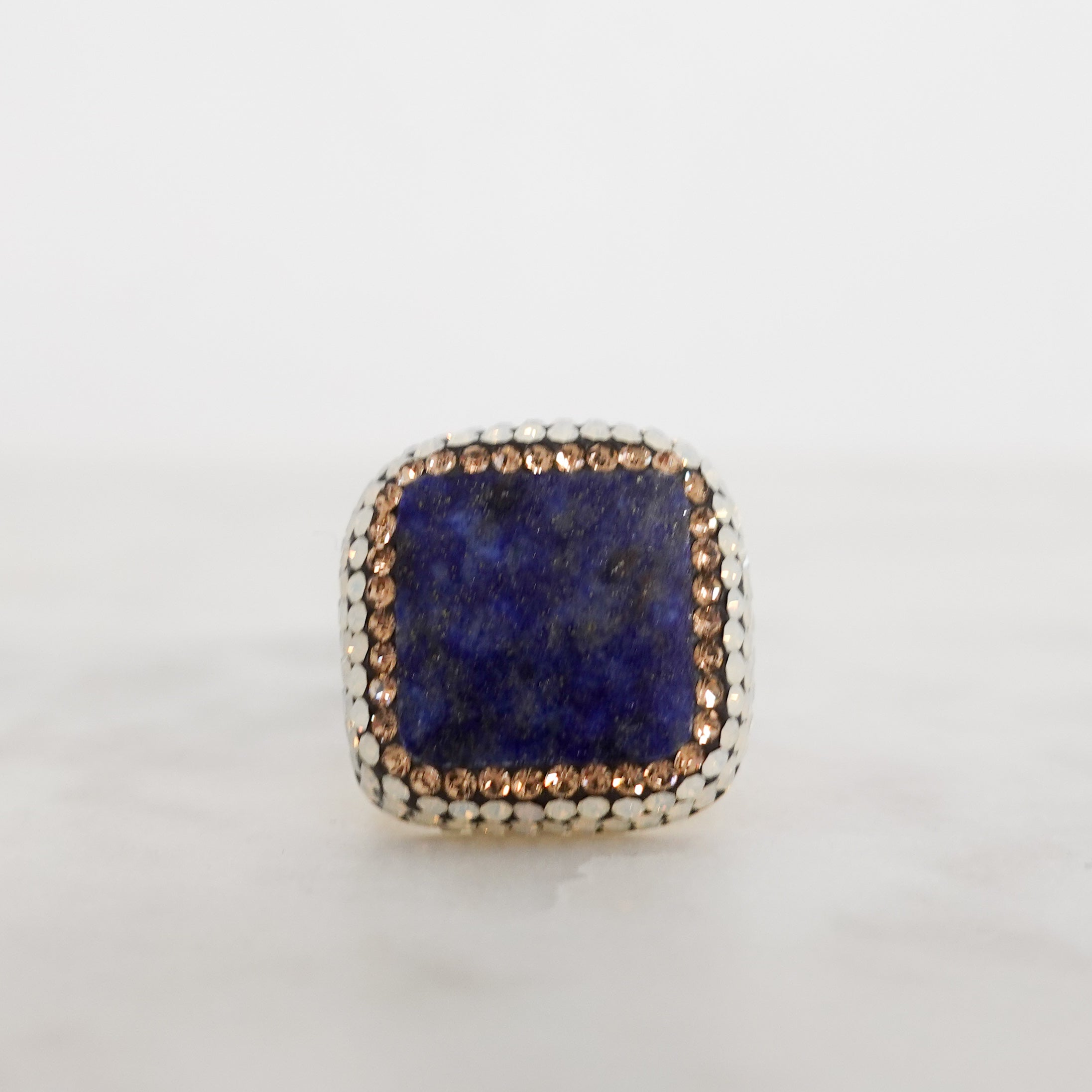 Lapis blue embellished ring RRP £125