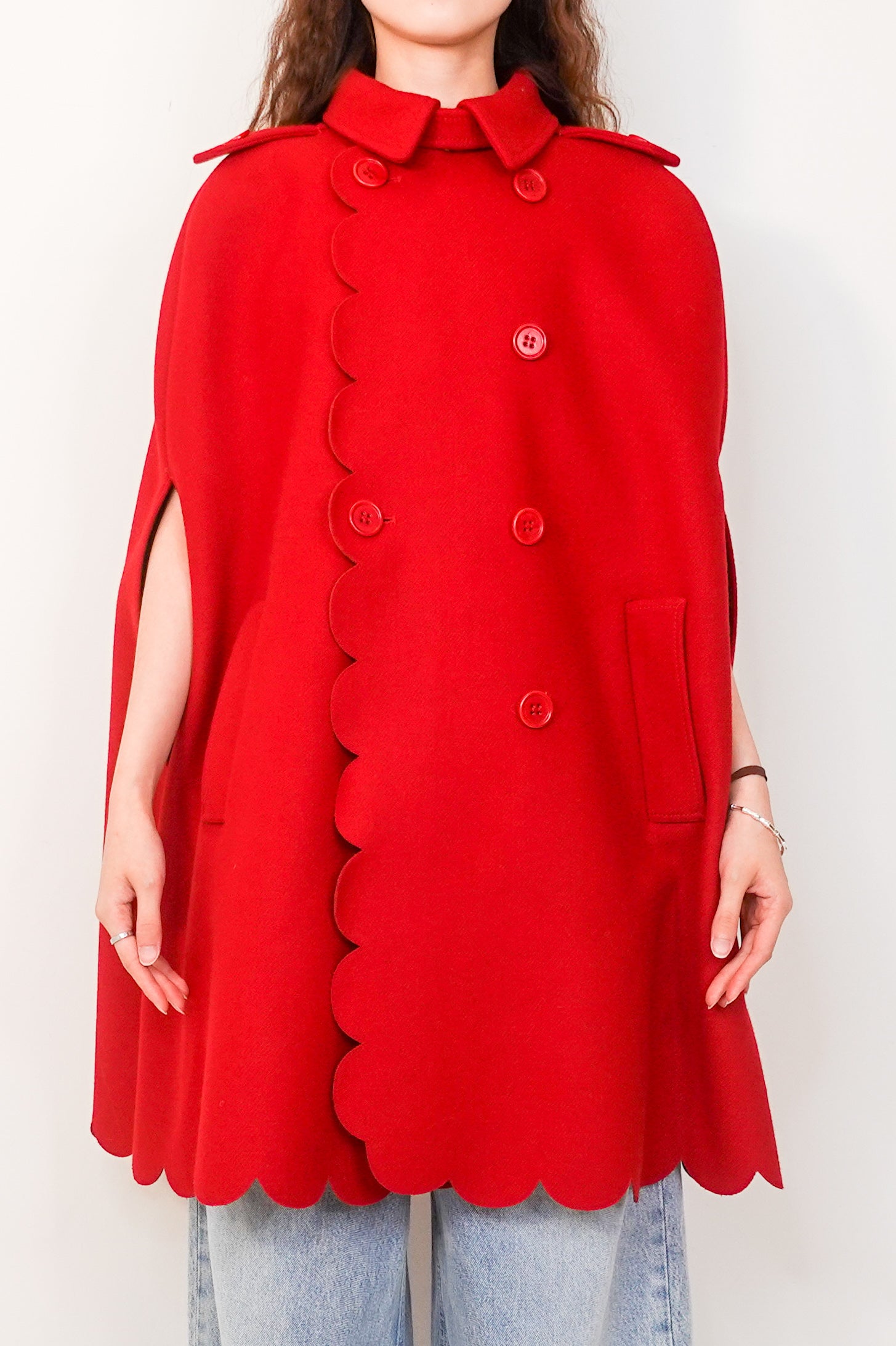 Red wool cape RRP £1k