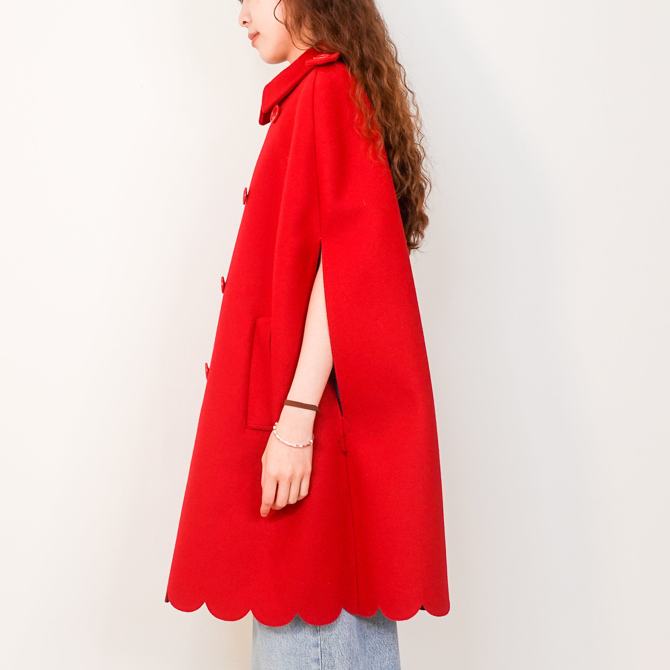 Red wool cape RRP £1k