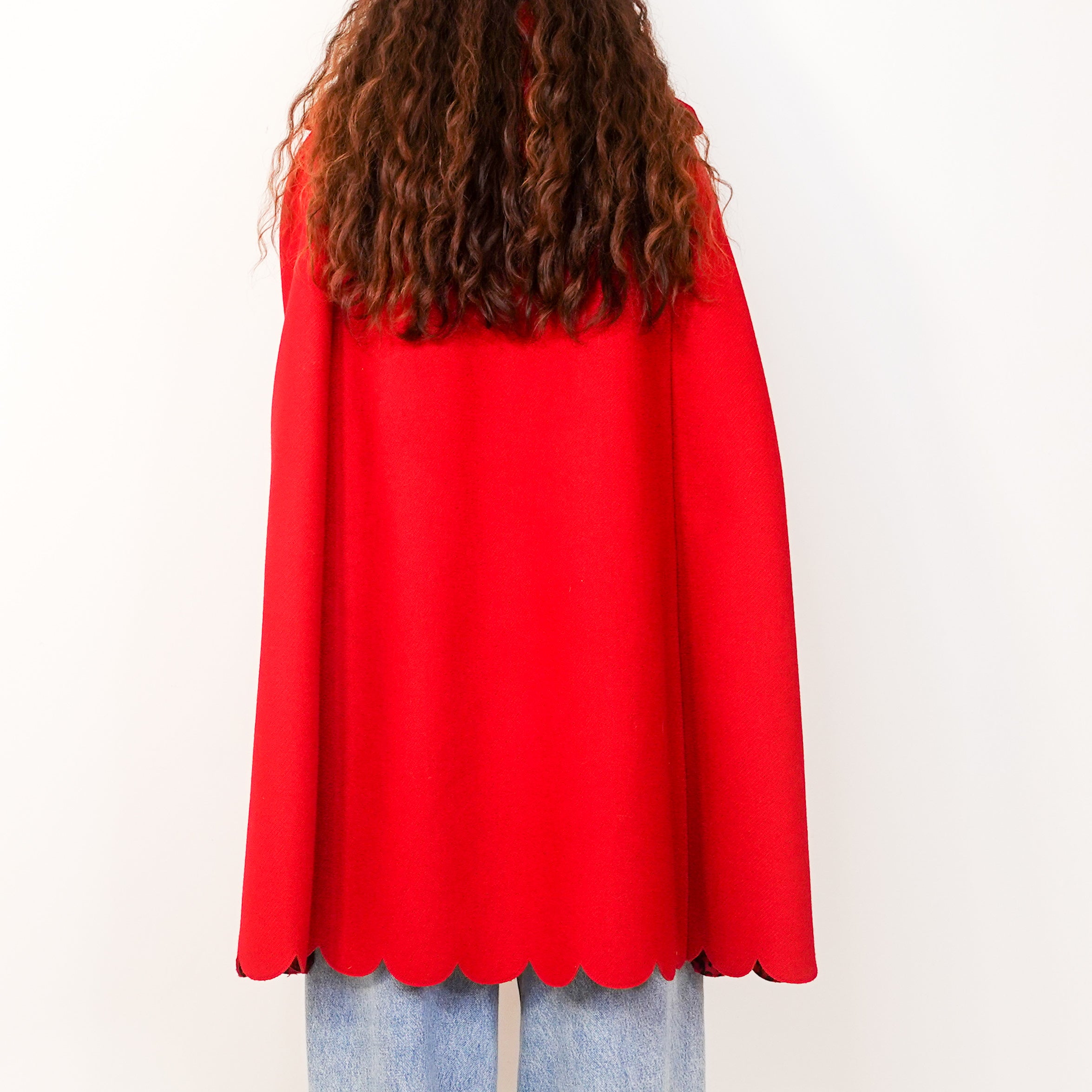 Red wool cape RRP £1k