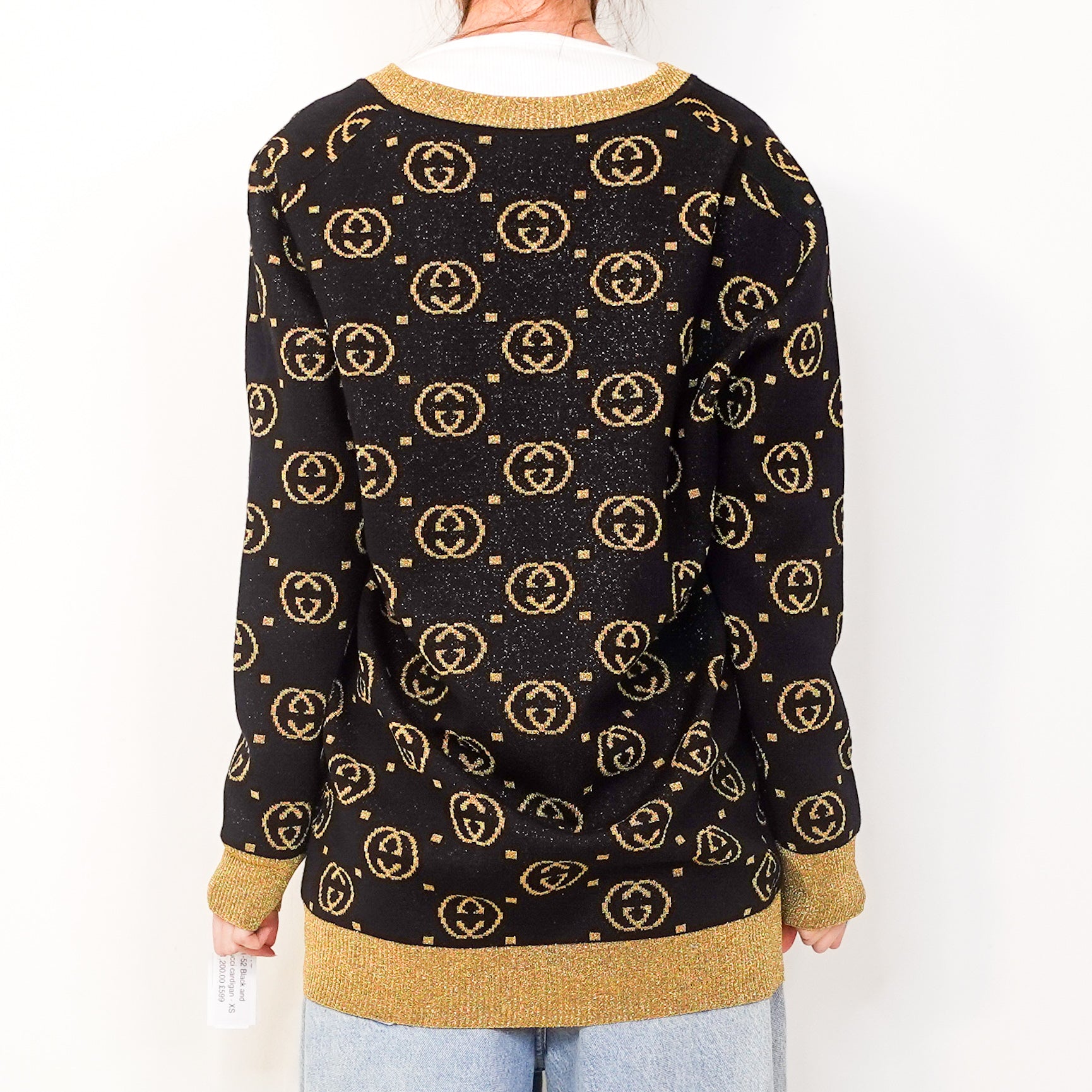 Black and gold monogram cardigan RRP £1.2K