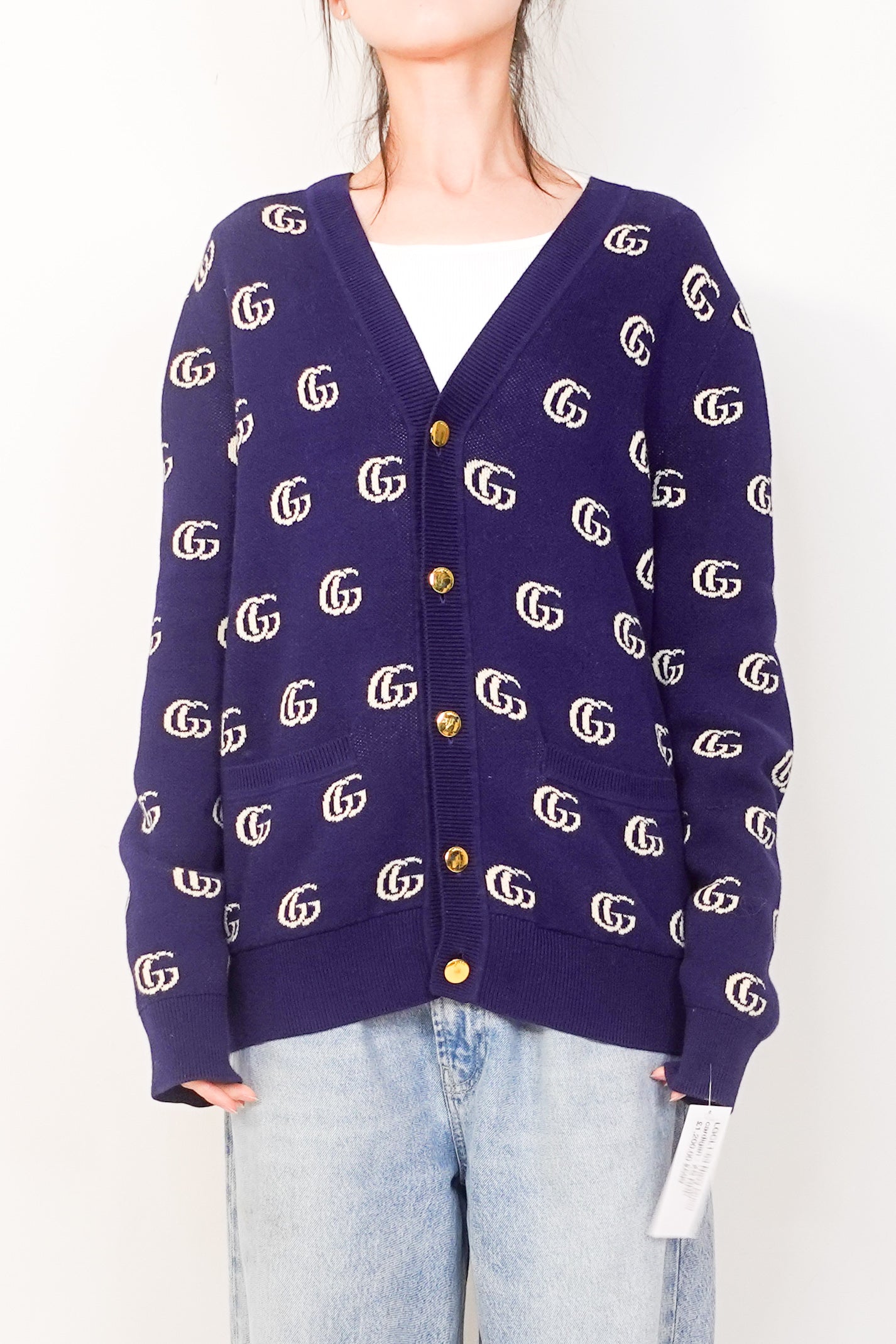 Navy monogram cardigan RRP £1.2K