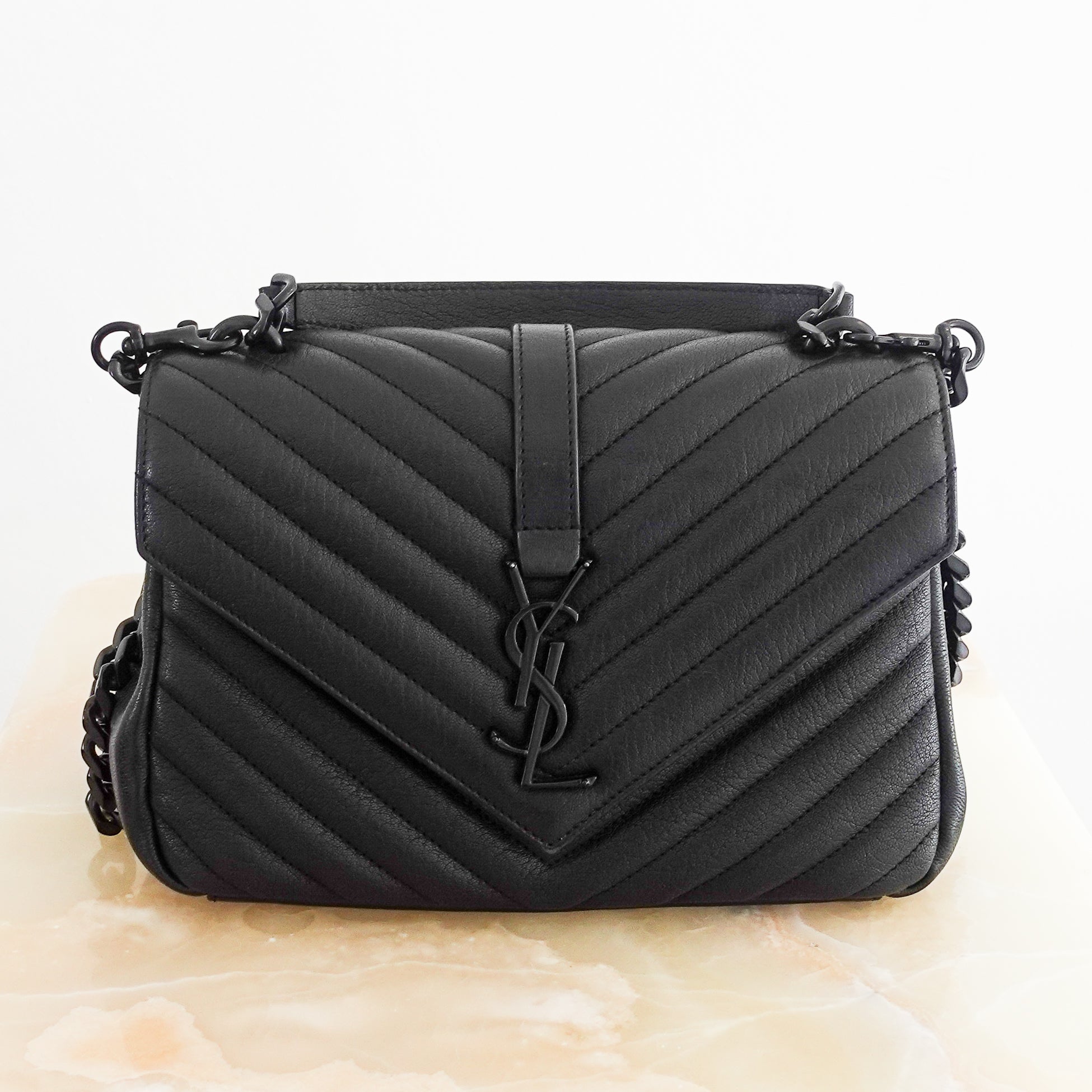 Saint Laurent College Medium Bag in Quilted Leather RRP £2K | Authentic Preloved