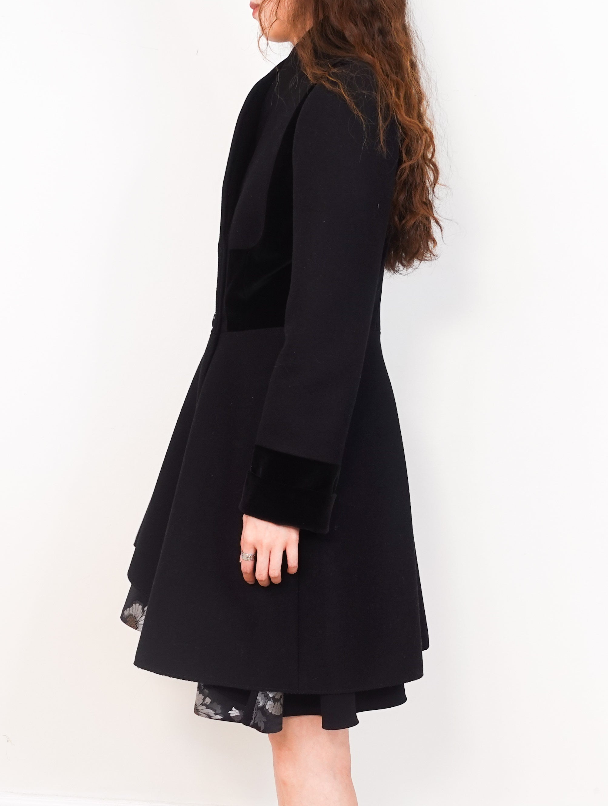 Black double-breasted coat with matching skirt RRP £3900