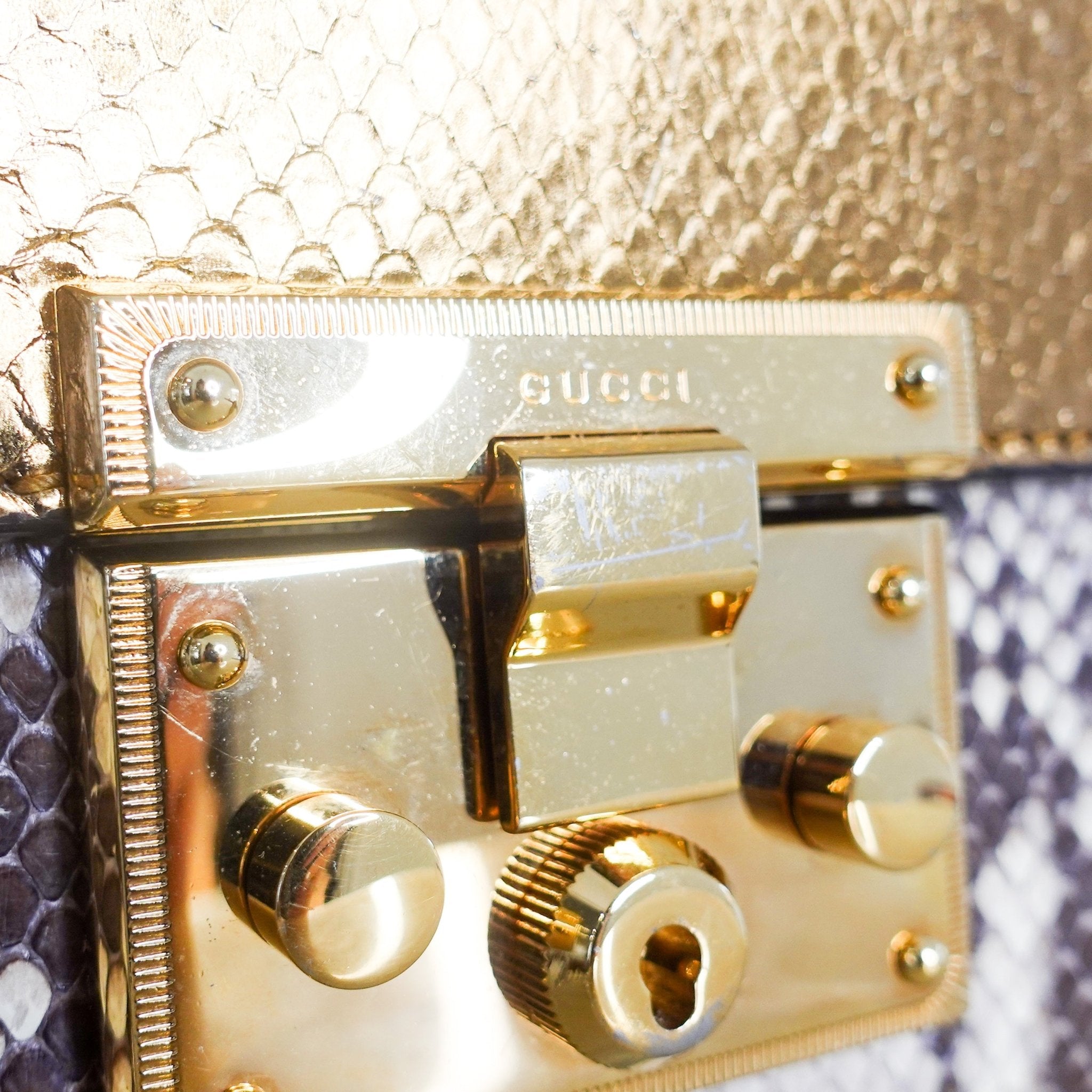 GUCCI Python gold padlock handbag RRP £1950 | Authentic Preloved - Reloved Again