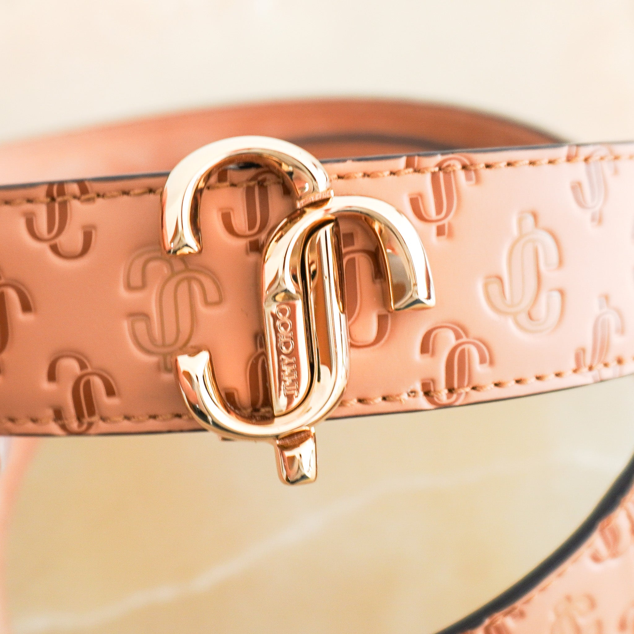 NEW Jimmy Choo Monogram Embossed Belt in Beige RRP £325 | Authentic Preloved FINAL SALE - Reloved Again