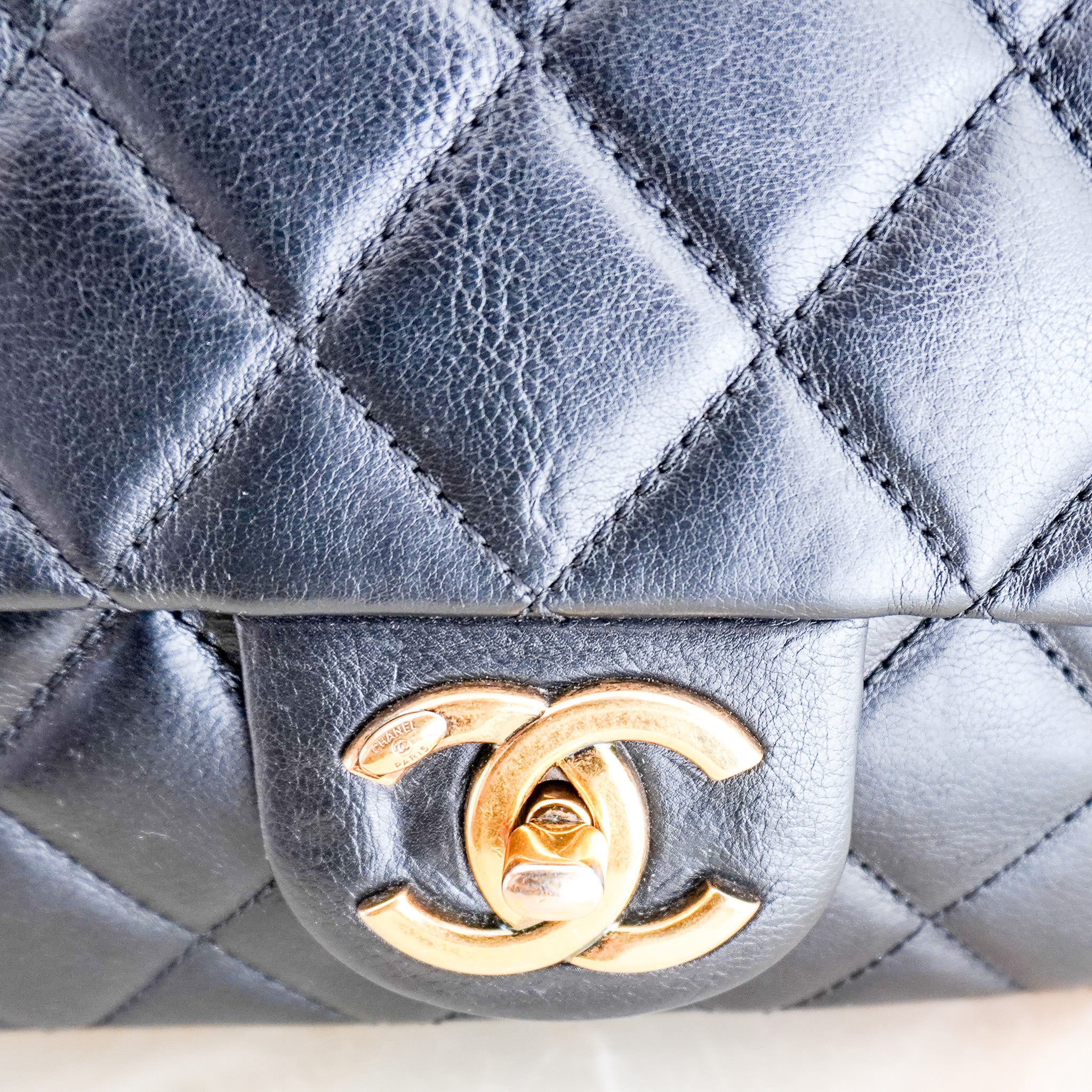 Chanel CC Crown Medium Flap Bag in Black Quilted Lambskin Leather | Authentic Preloved
