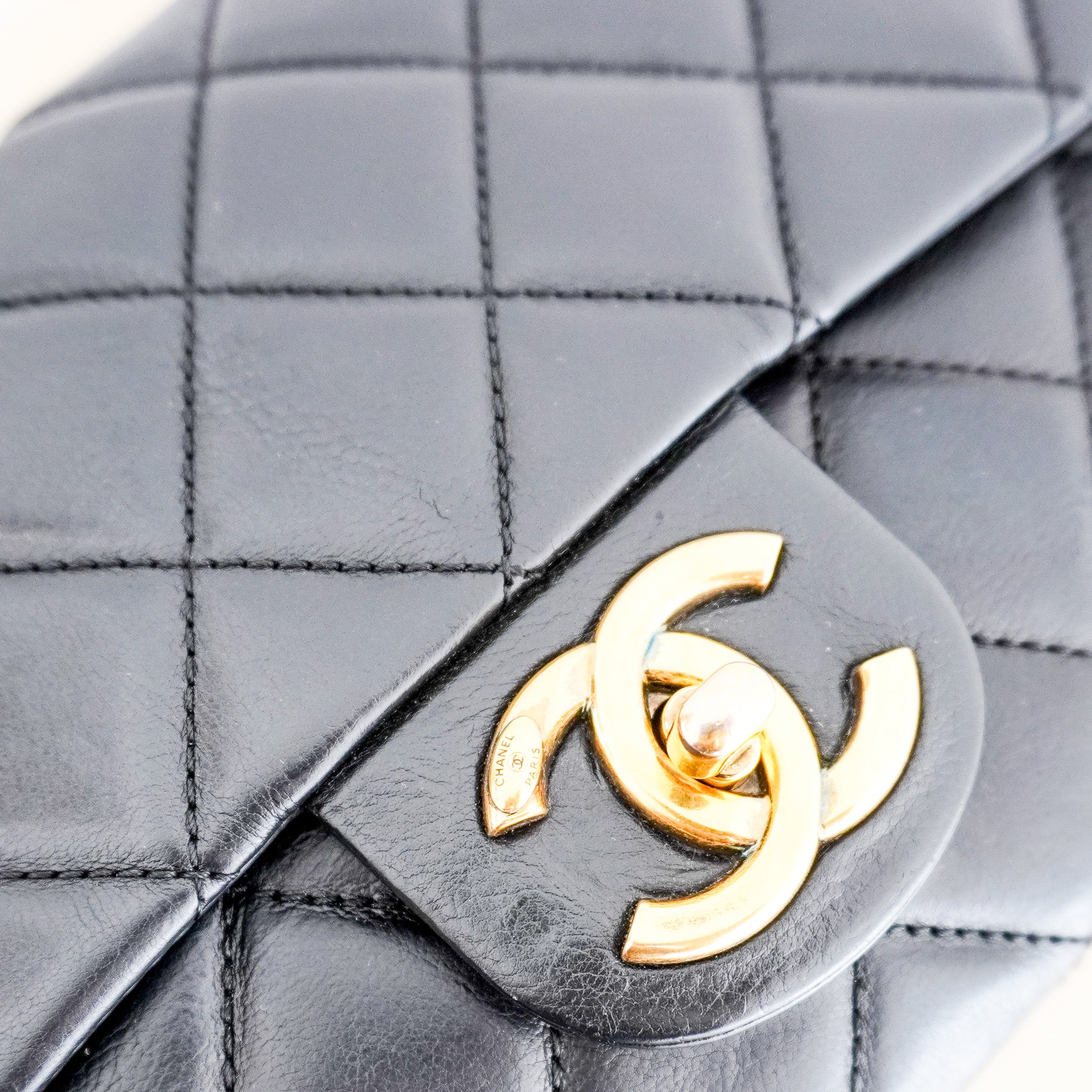 Chanel CC Crown Medium Flap Bag in Black Quilted Lambskin Leather | Authentic Preloved
